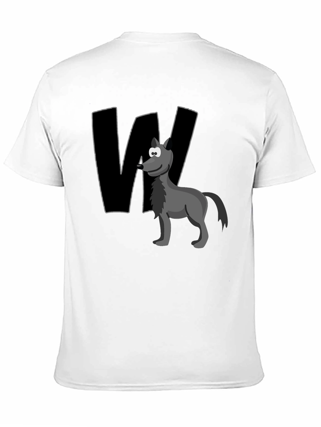 Wolf Cartoon Graphic Tee - Black Cotton Blend
