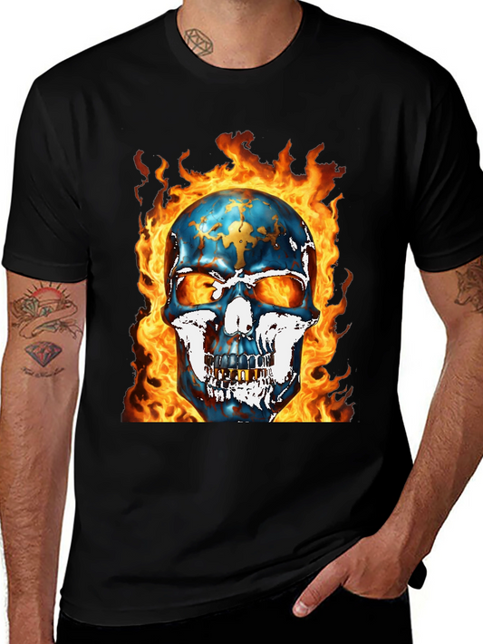 Fiery Skull Graphic Tee - Bold & Edgy Design