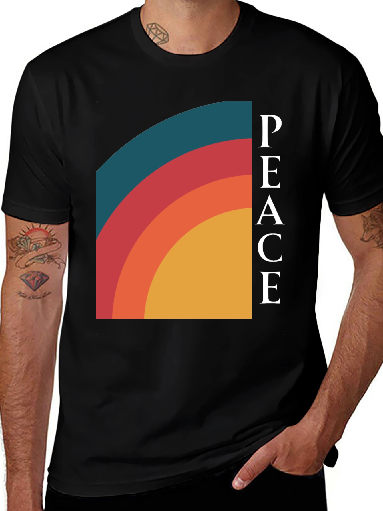 Peace Retro Rainbow Graphic Tee - Classic Fit