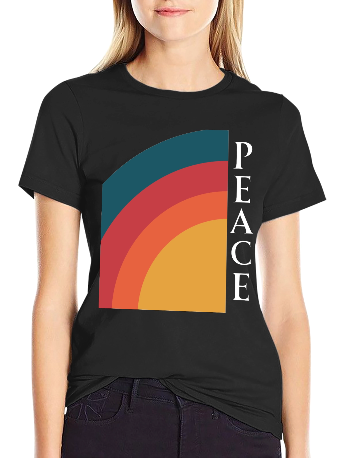 Peace Retro Rainbow Graphic Tee - Classic Fit