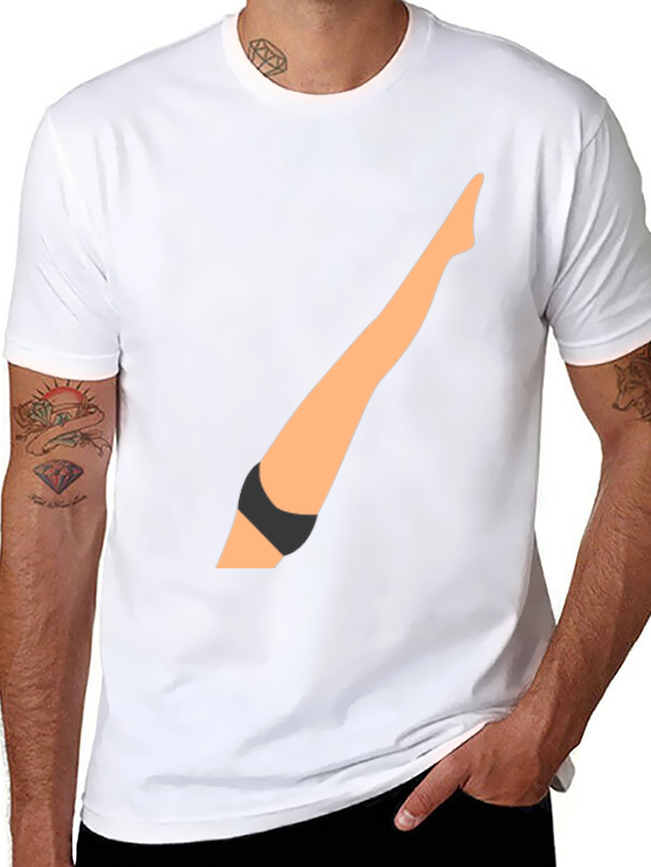 Funny Leg Graphic Black T-Shirt