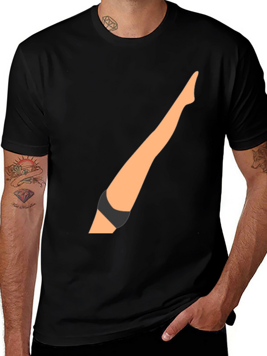 Funny Leg Graphic Black T-Shirt