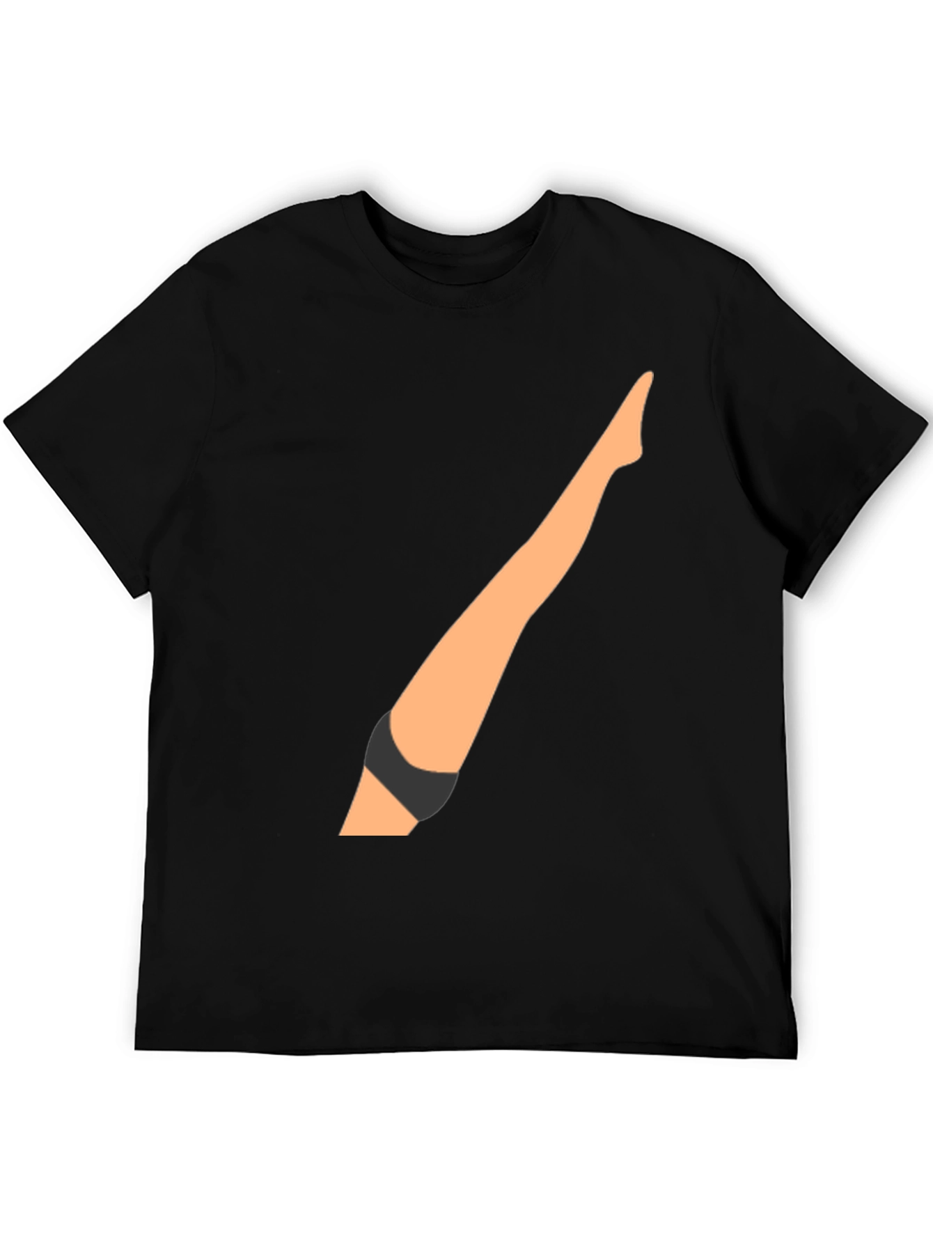 Funny Leg Graphic Black T-Shirt