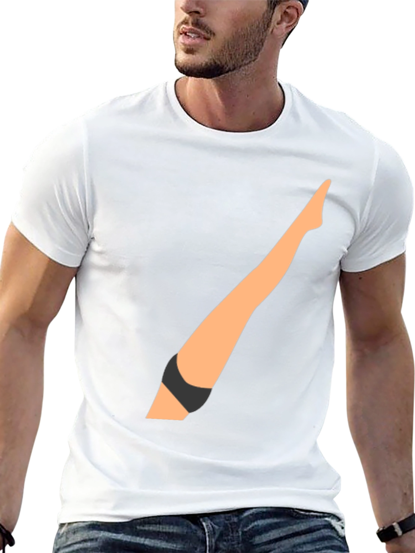 Funny Leg Graphic Black T-Shirt