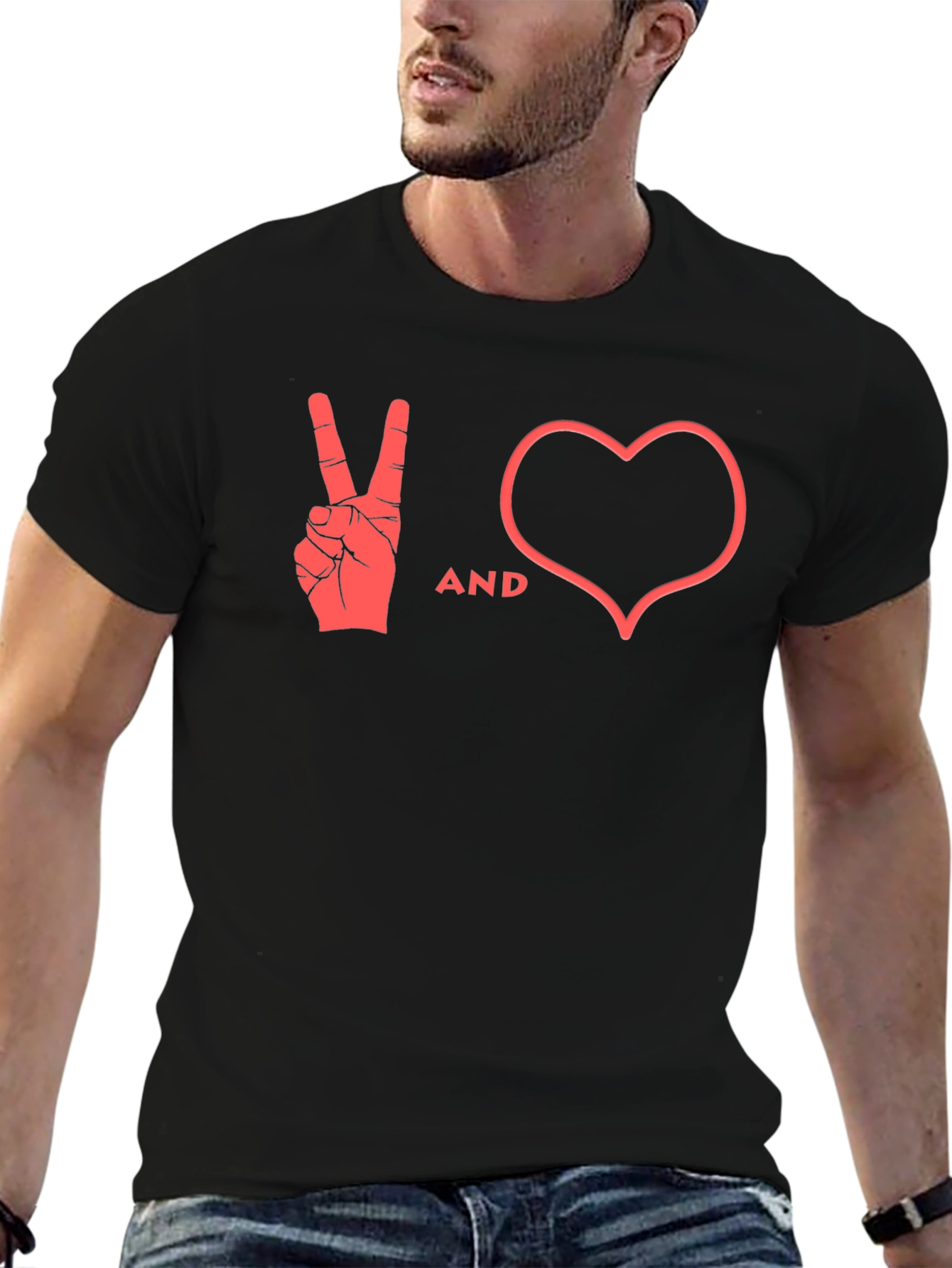 Peace and Love Black T-Shirt