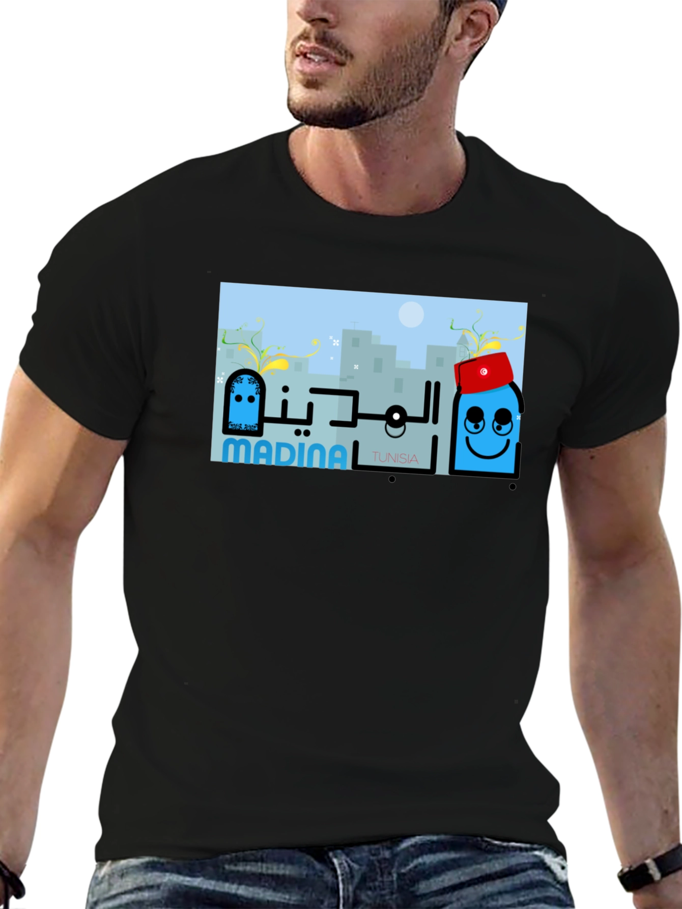 Madina Tunisia Graphic Tee - Cityscape T-Shirt