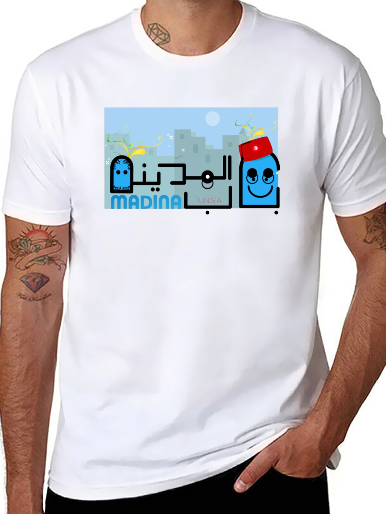 Madina Tunisia Graphic Tee - Cityscape T-Shirt