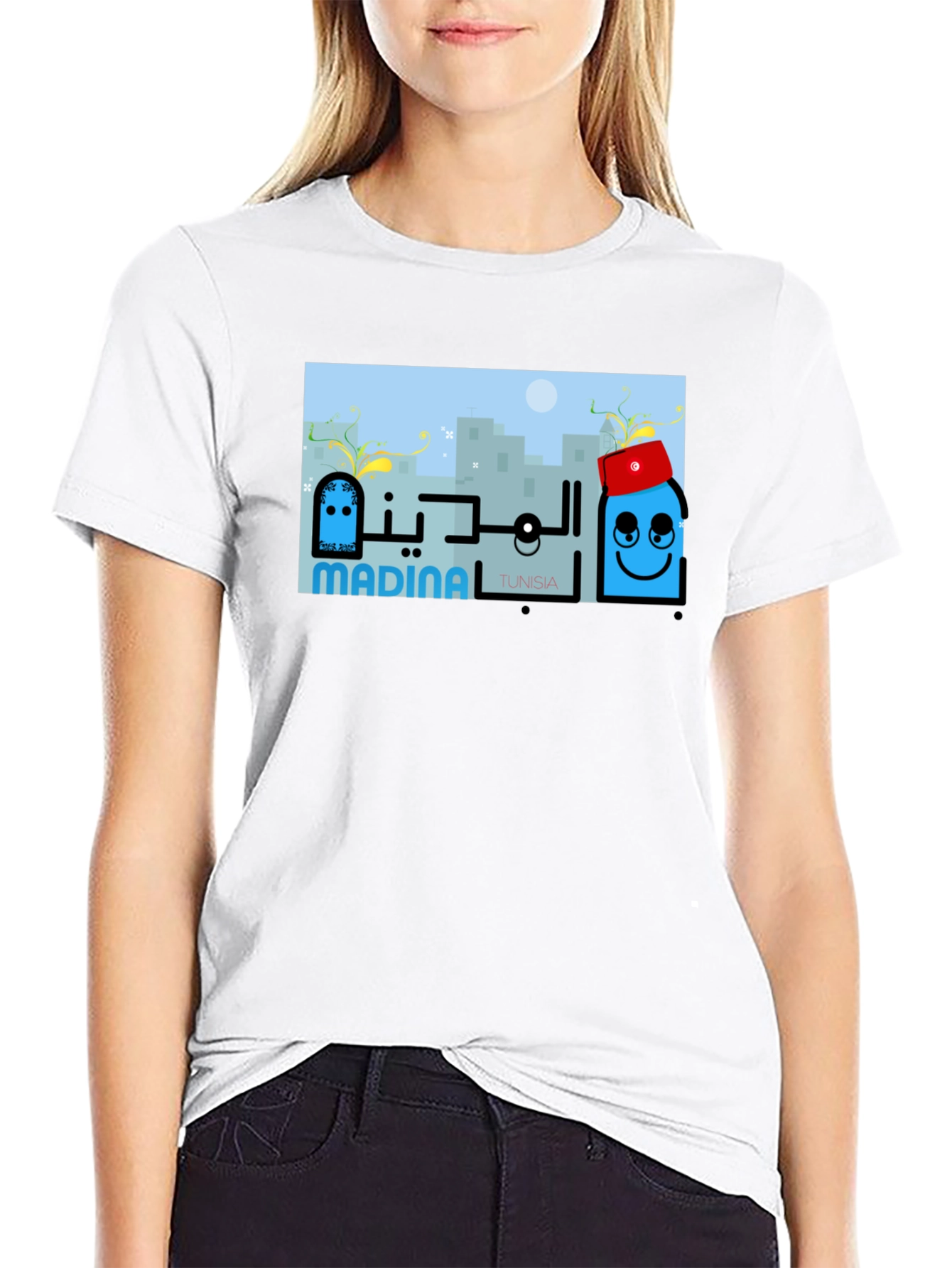 Madina Tunisia Graphic Tee - Cityscape T-Shirt