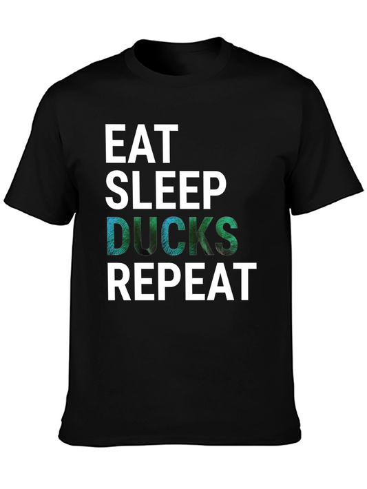 Eat Sleep Ducks Repeat Tee - Black Cotton Graphic T-Shirt