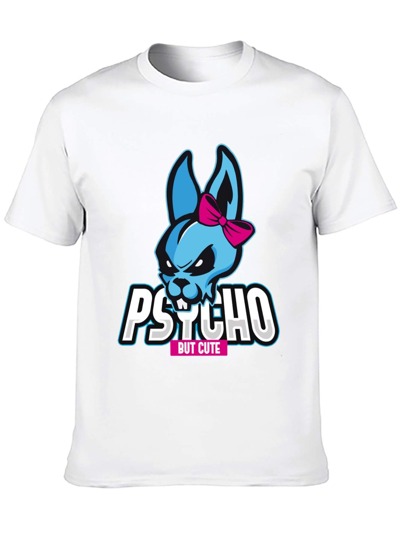 Psycho But Cute Bunny T-Shirt - Black Graphic Tee