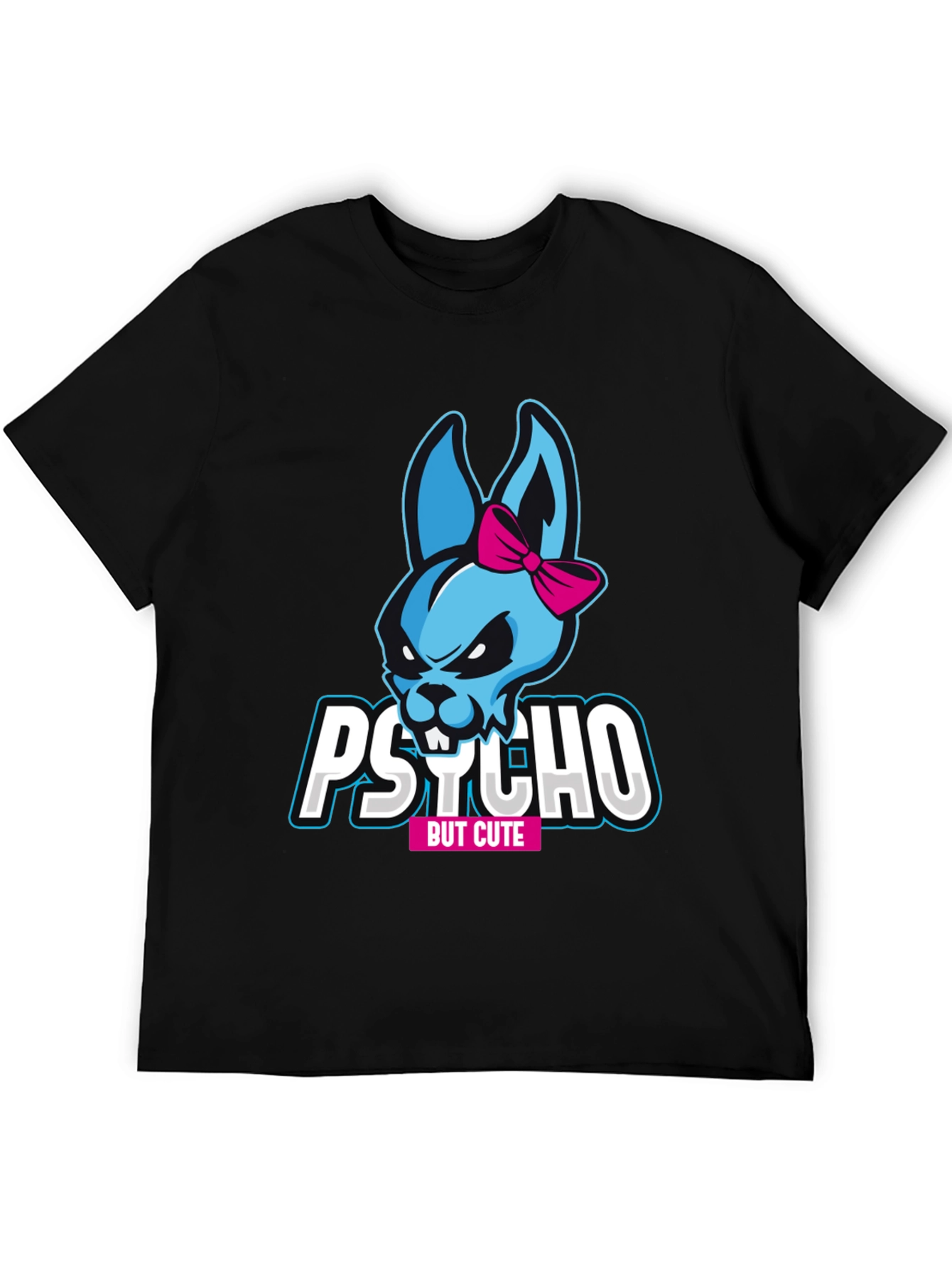 Psycho But Cute Bunny T-Shirt - Black Graphic Tee