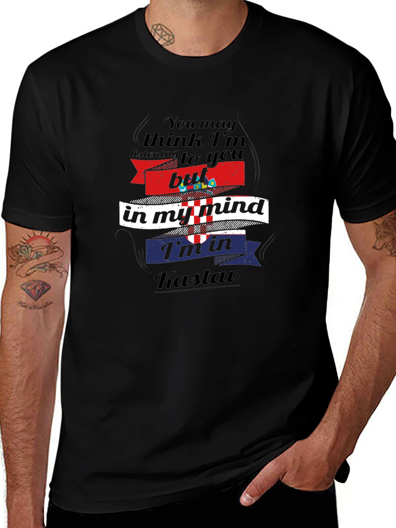 Kastav Mind T-Shirt: Croatian Pride Comfortable Black Tee