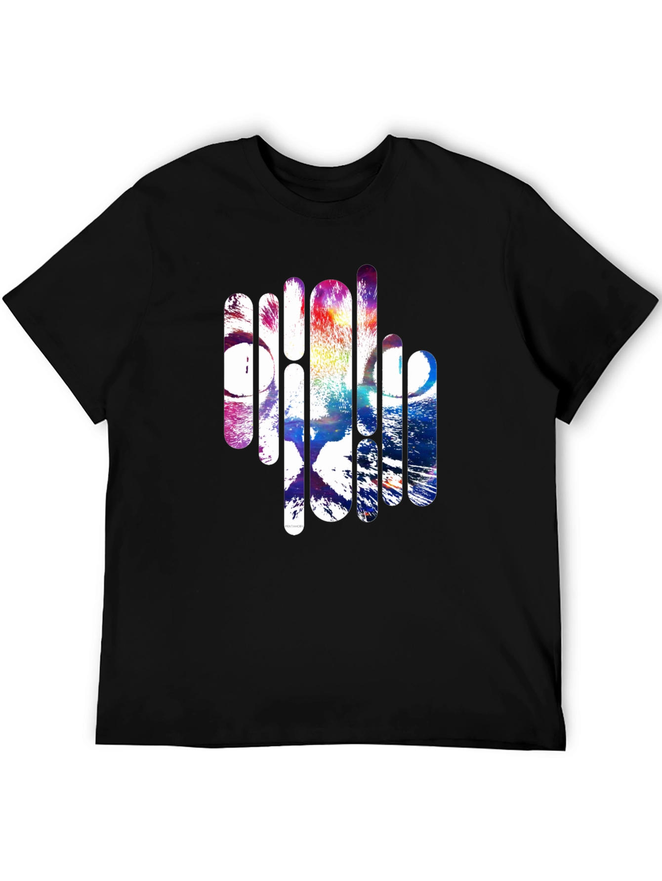 Abstract Cat Graphic Black T-Shirt