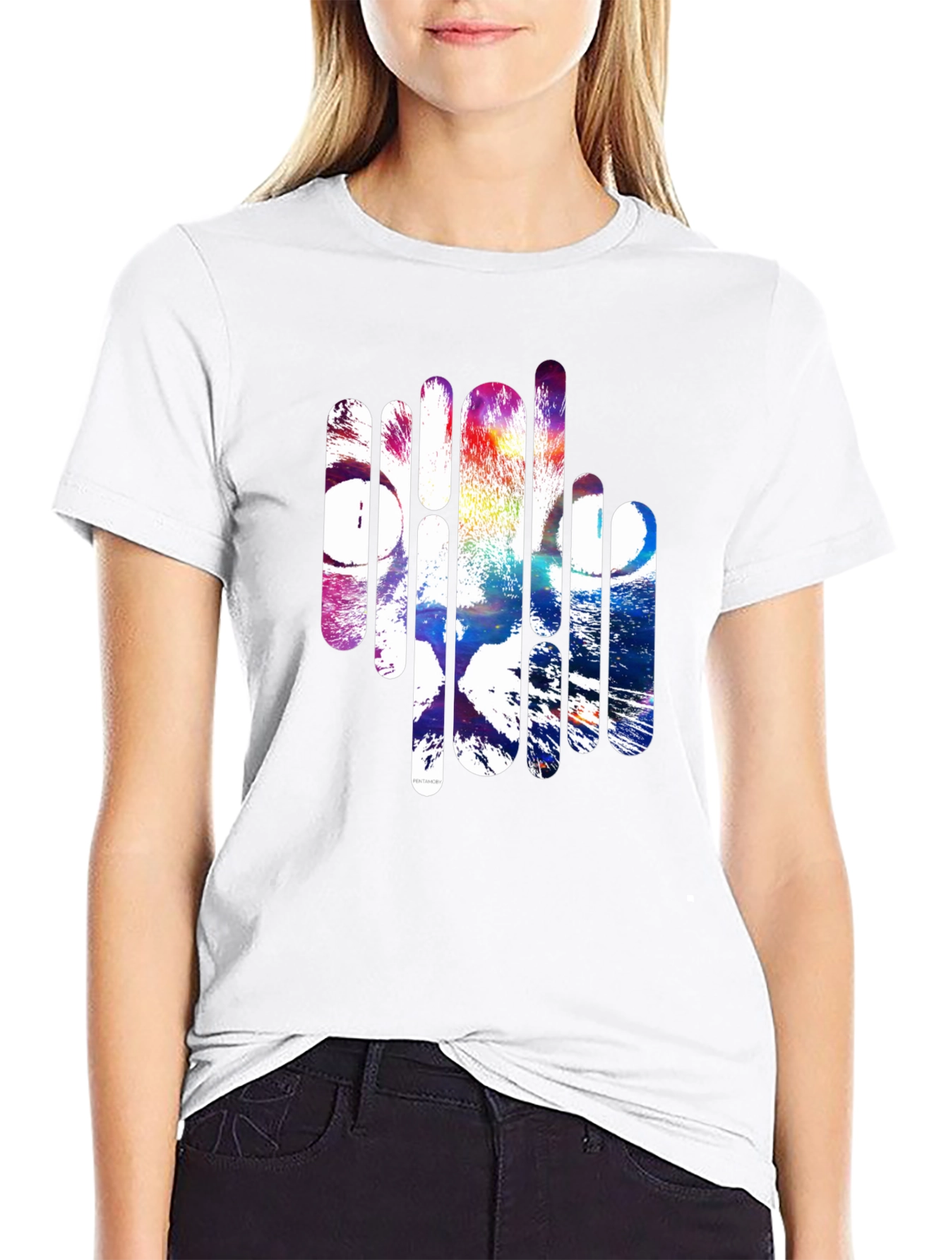 Abstract Cat Graphic Black T-Shirt