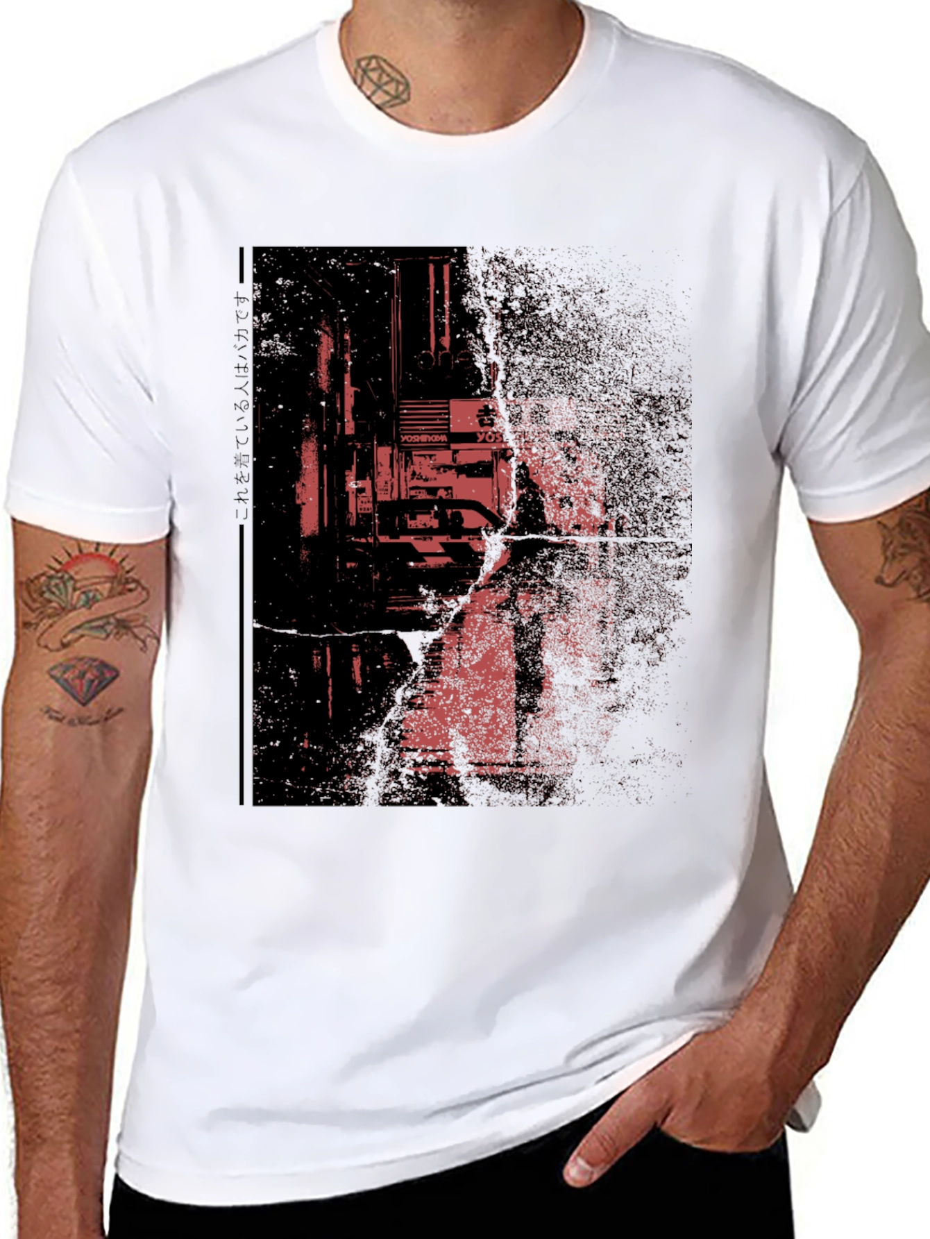 Abstract Cityscape Graphic Tee - Black