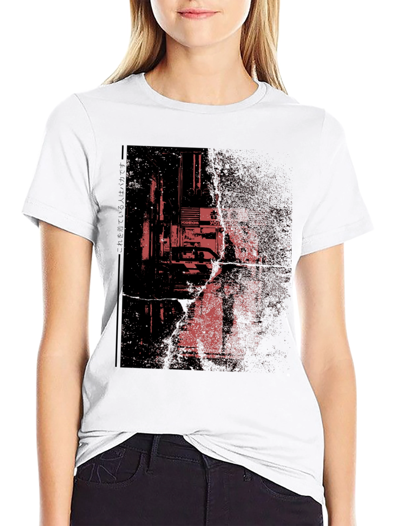 Abstract Cityscape Graphic Tee - Black