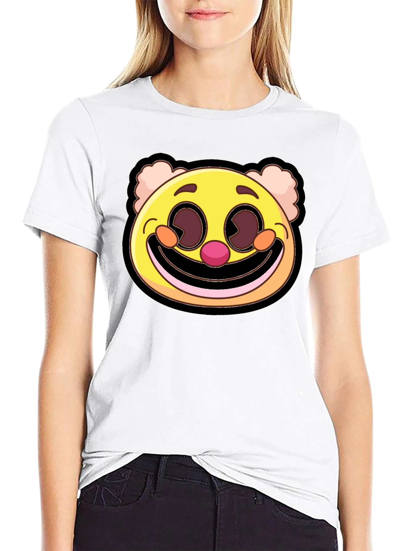 Clown Face Graphic Tee - Black Cotton Blend T-Shirt