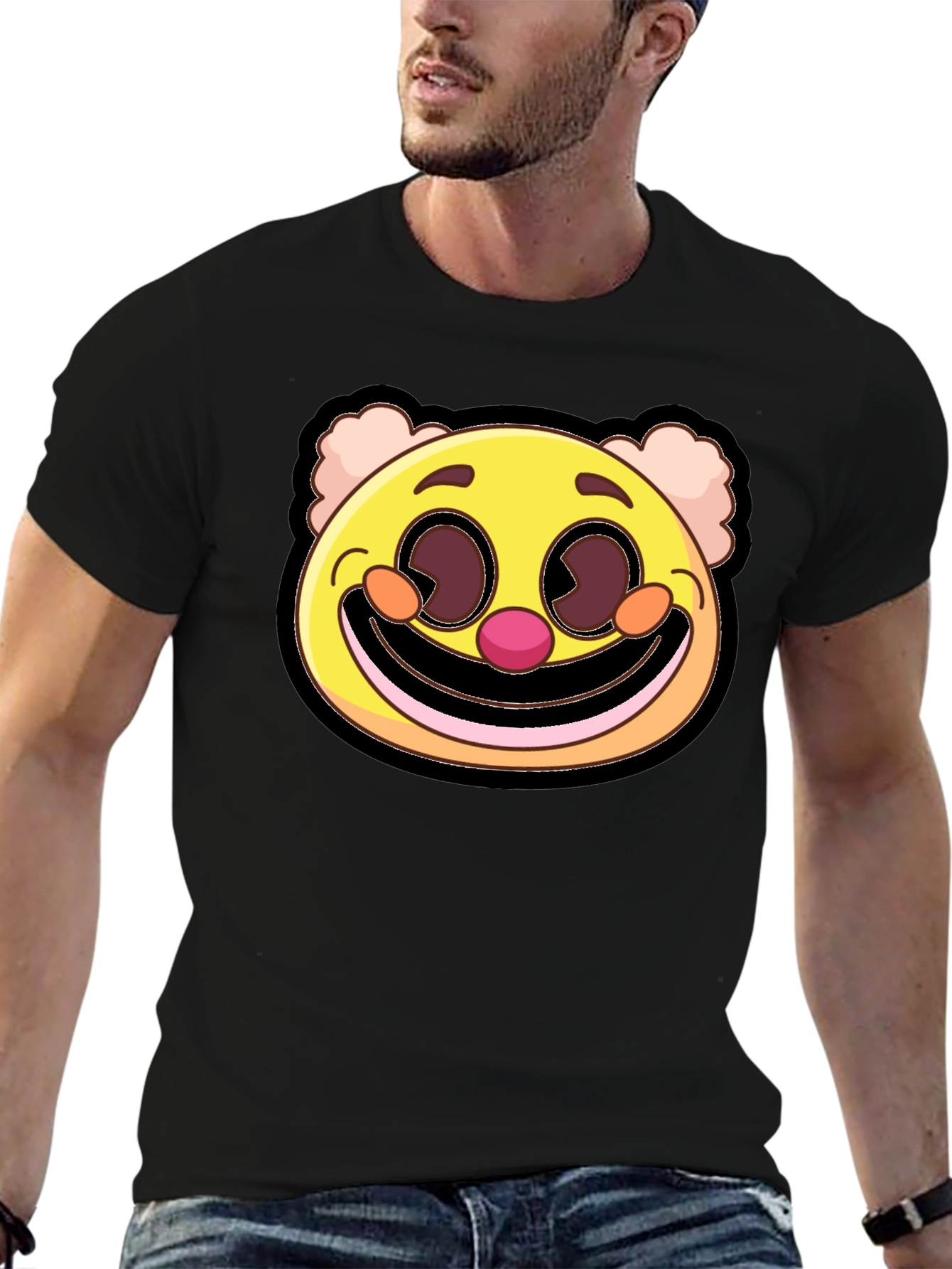 Clown Face Graphic Tee - Black Cotton Blend T-Shirt