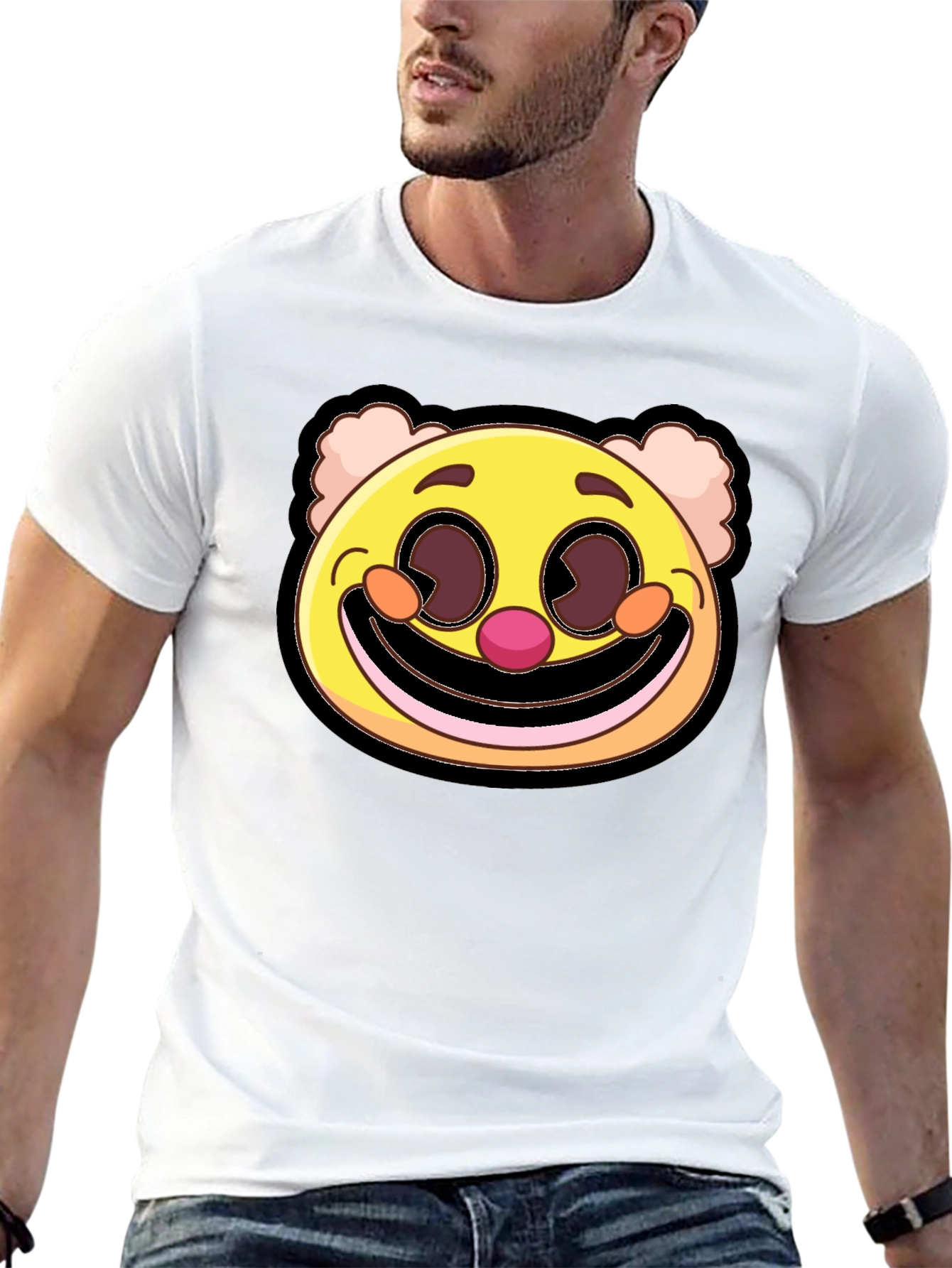 Clown Face Graphic Tee - Black Cotton Blend T-Shirt