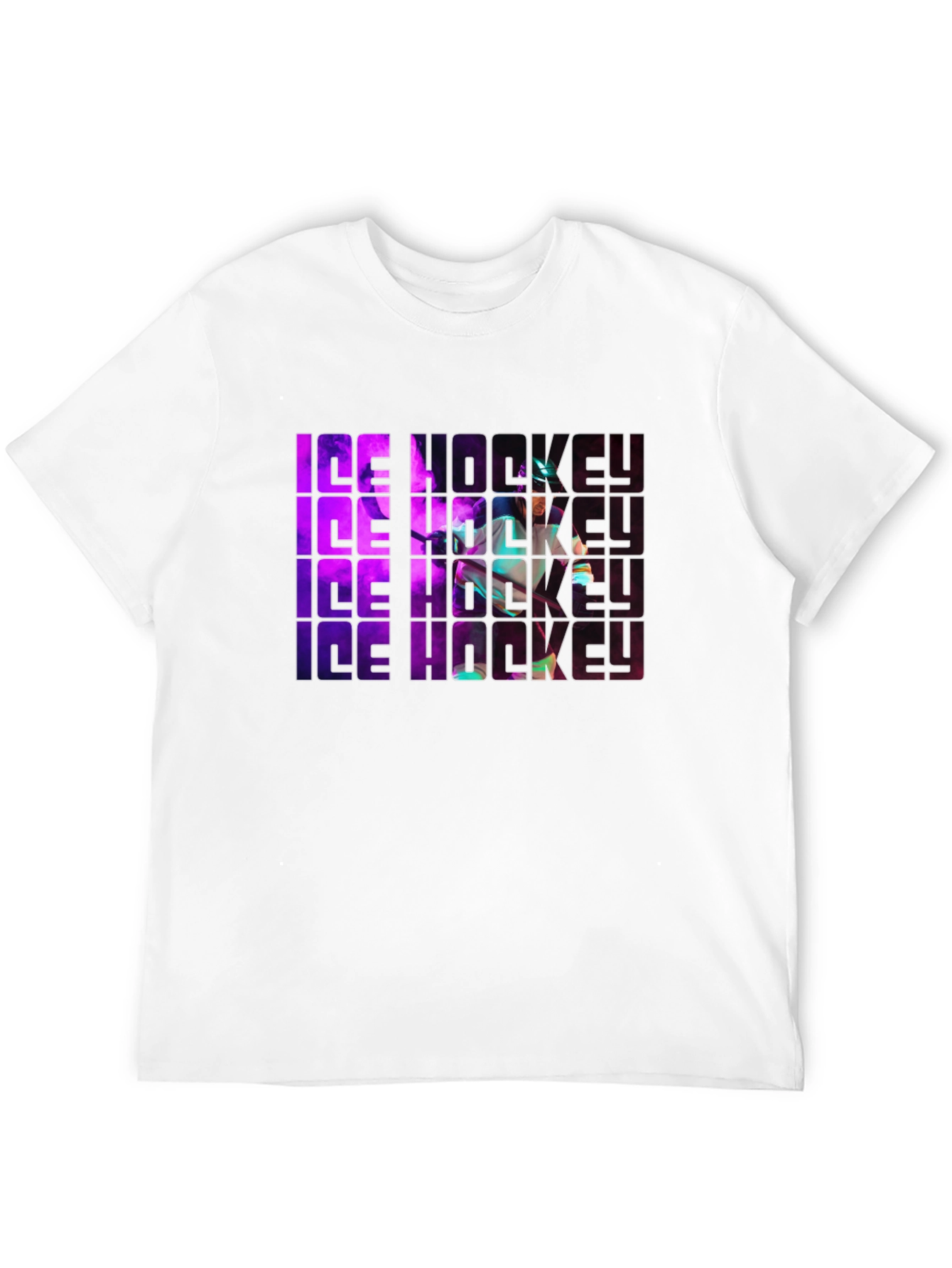 Ice Hockey Graphic Print Black T-Shirt