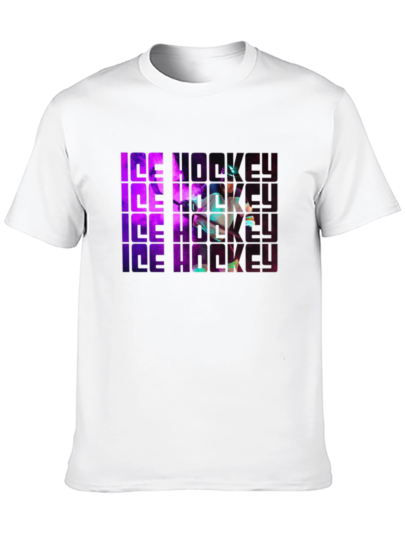 Ice Hockey Graphic Print Black T-Shirt