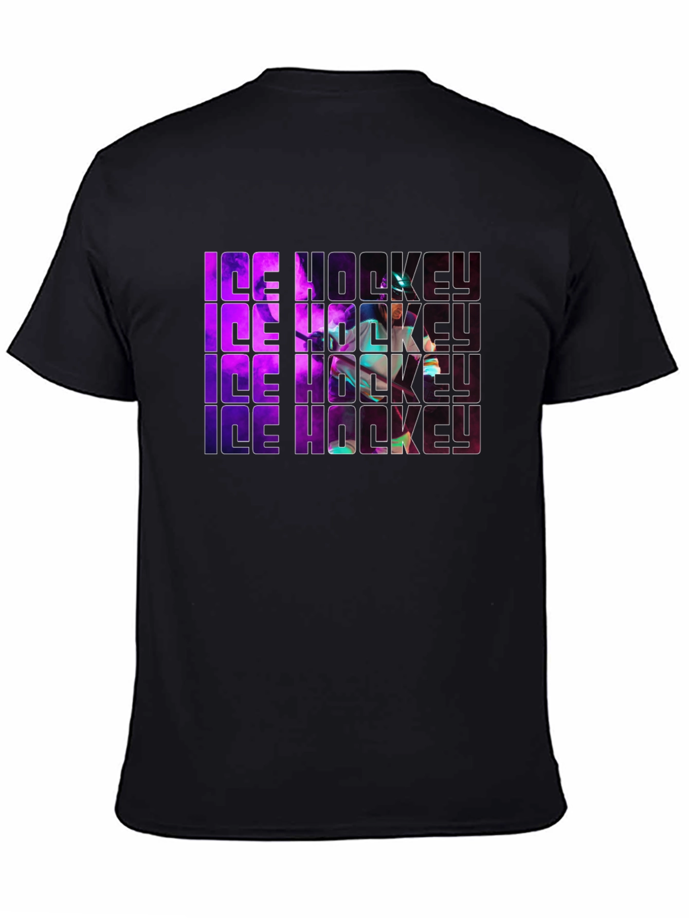 Ice Hockey Graphic Print Black T-Shirt