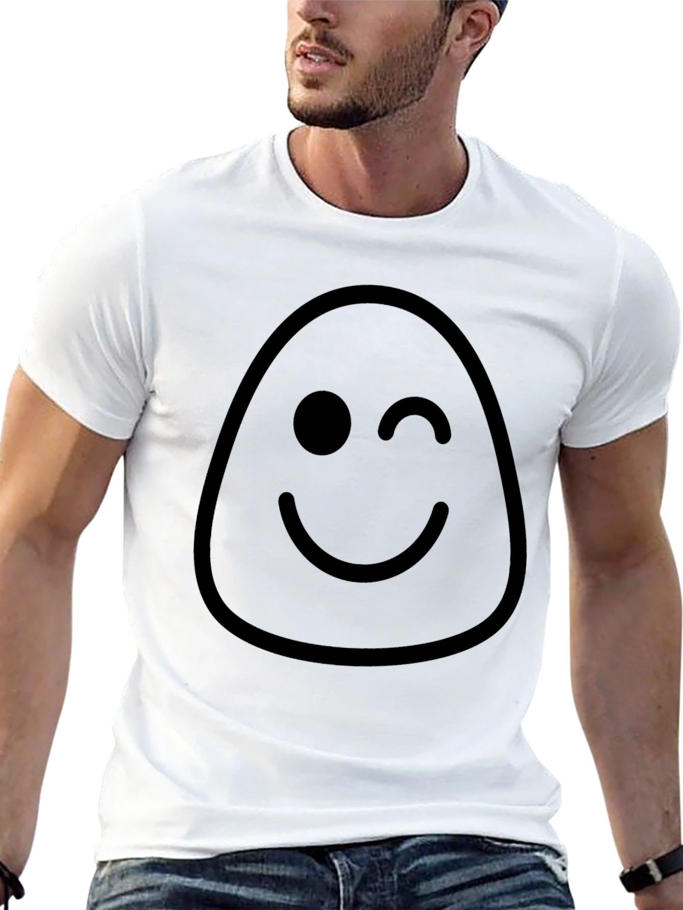 Winking Face Graphic T-Shirt - Casual Black Tee