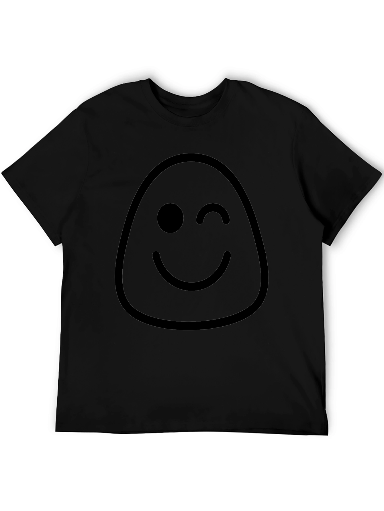 Winking Face Graphic T-Shirt - Casual Black Tee