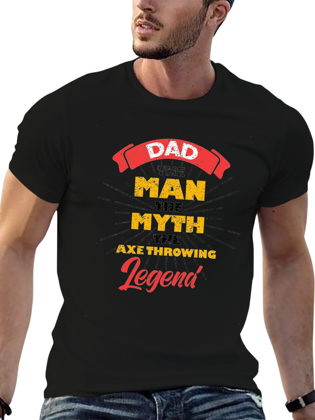 Dad Man Myth Axe Throwing Legend Graphic T-Shirt