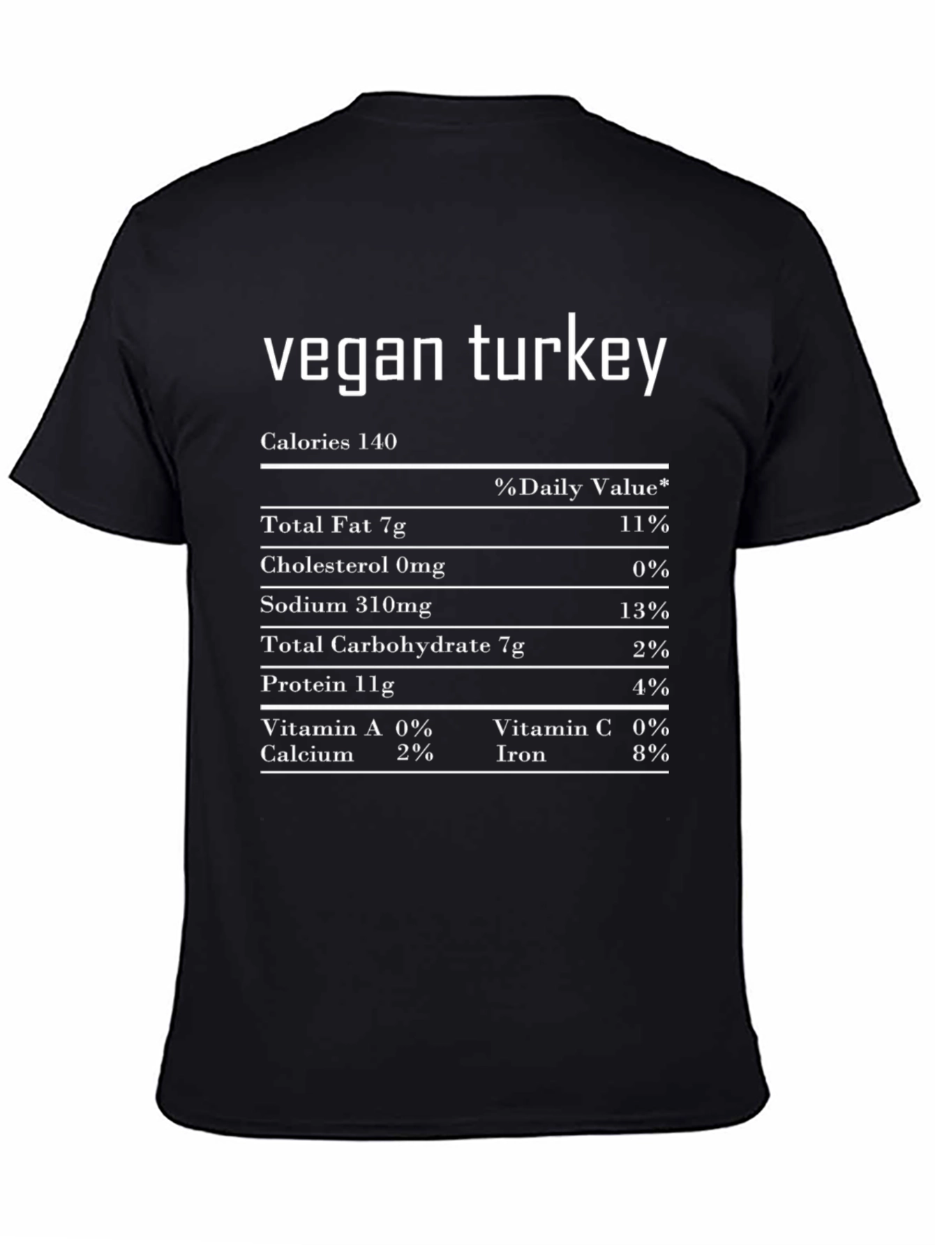 Vegan Turkey Nutritional Facts T-Shirt - Funny Thanksgiving Tee