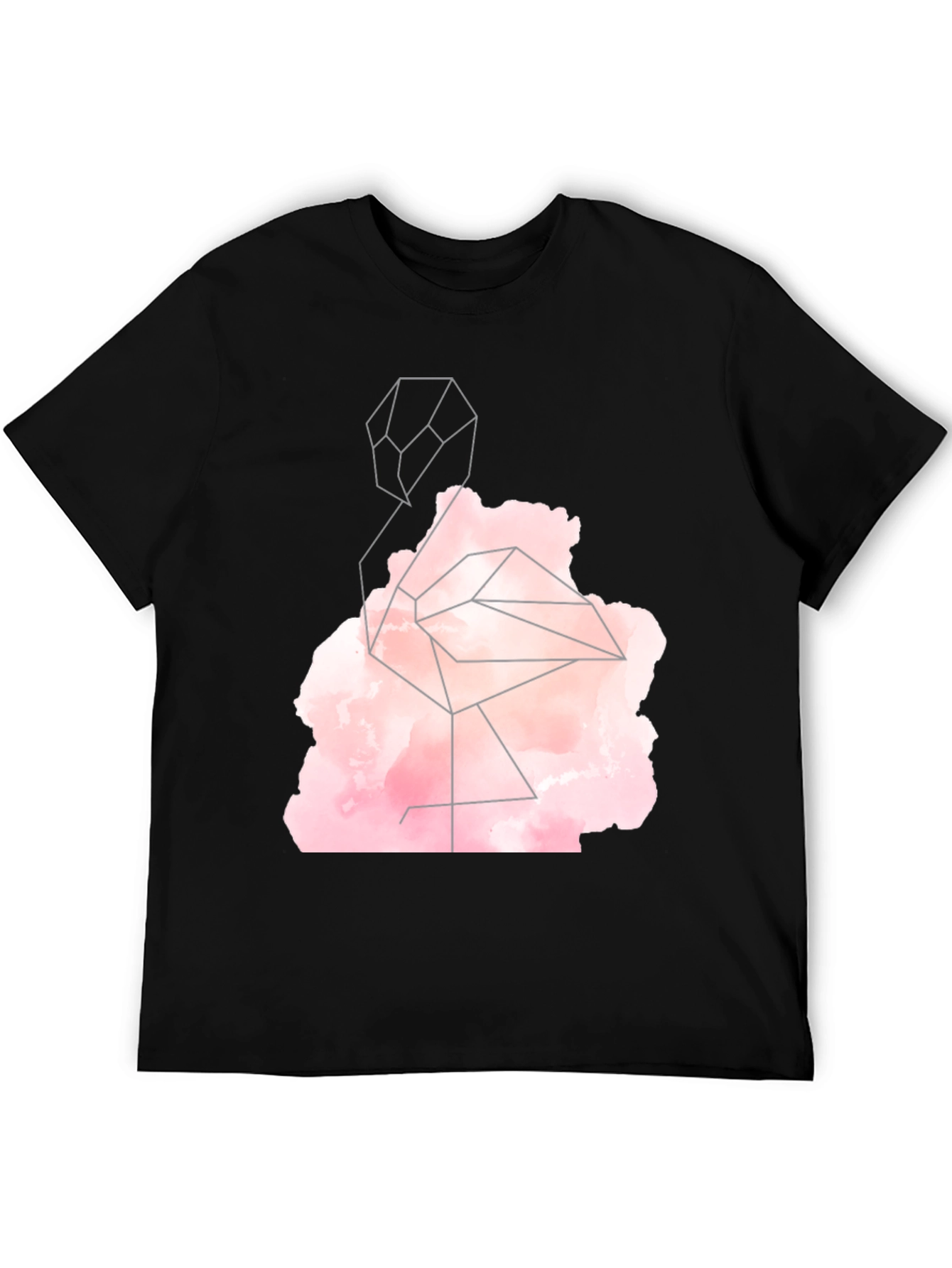 Geometric Flamingo Graphic Tee - Black