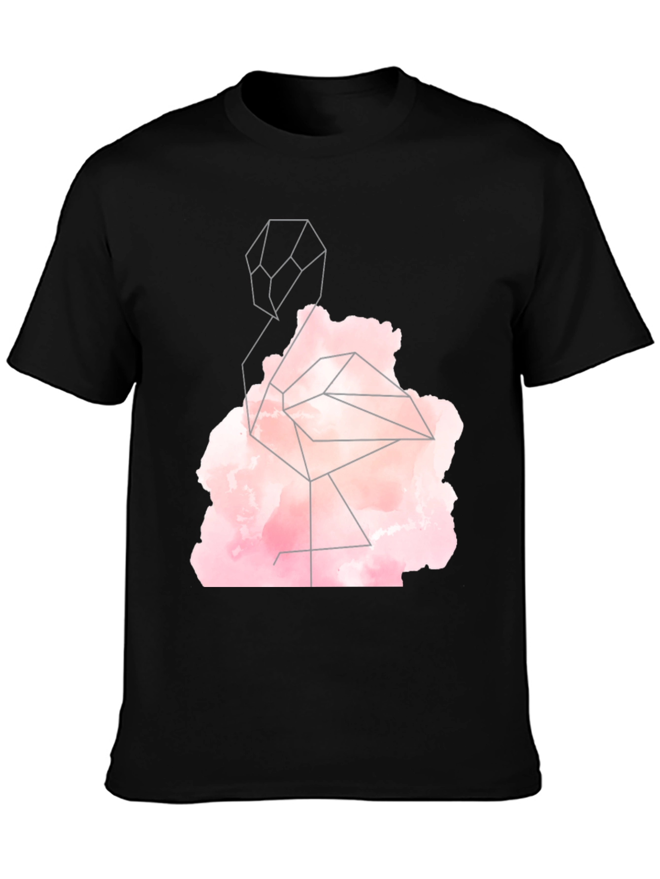 Geometric Flamingo Graphic Tee - Black
