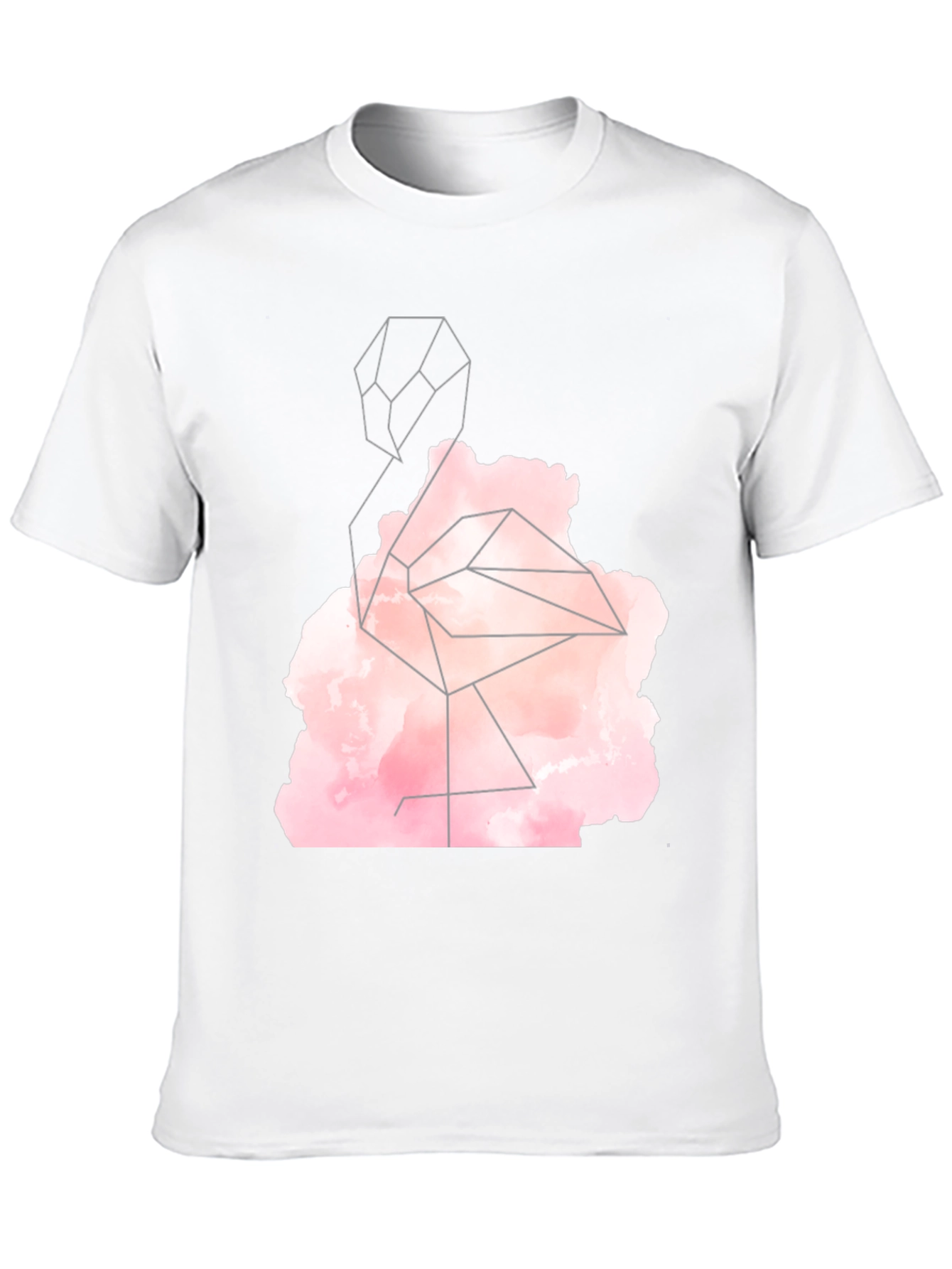 Geometric Flamingo Graphic Tee - Black