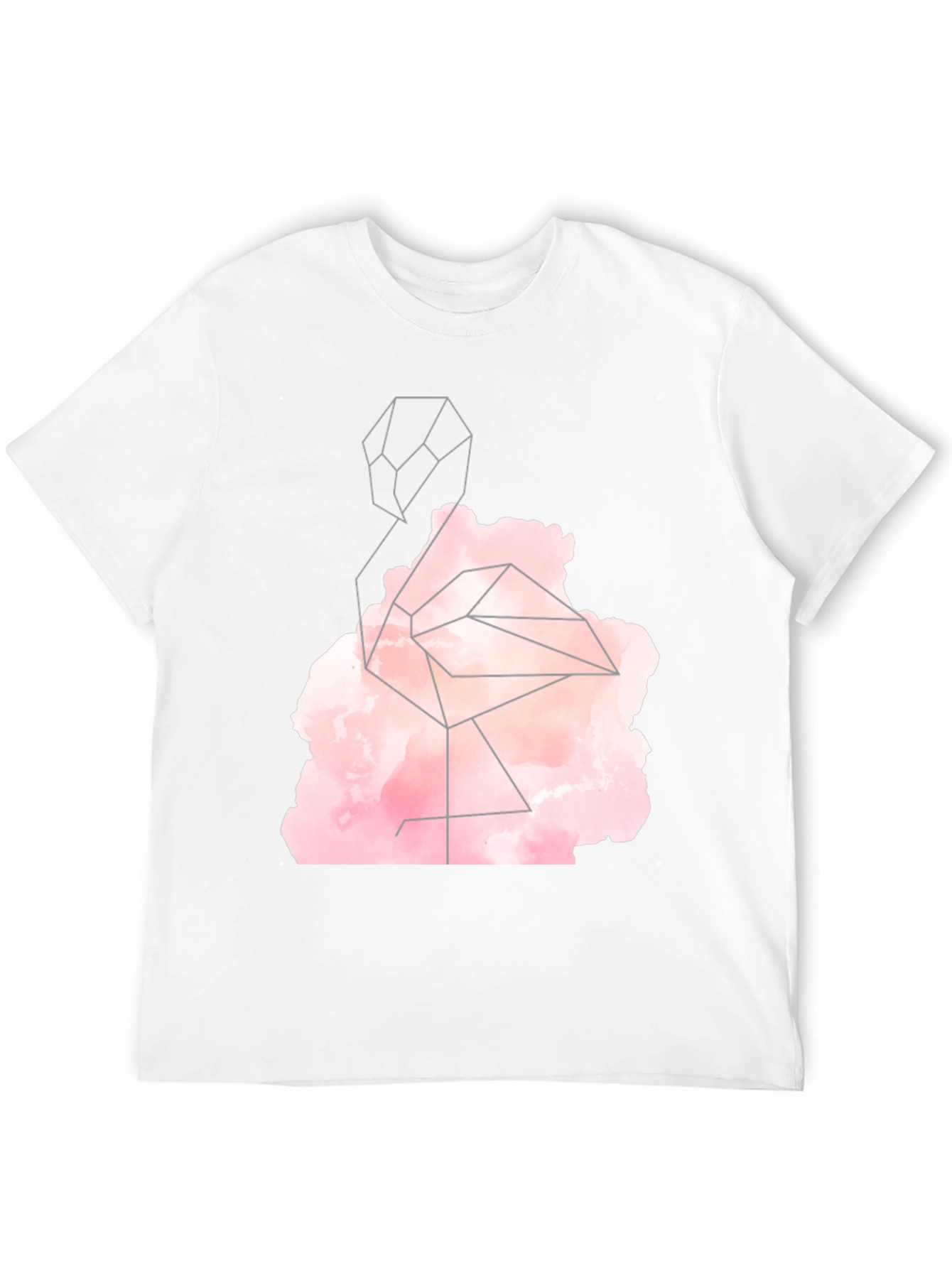 Geometric Flamingo Graphic Tee - Black