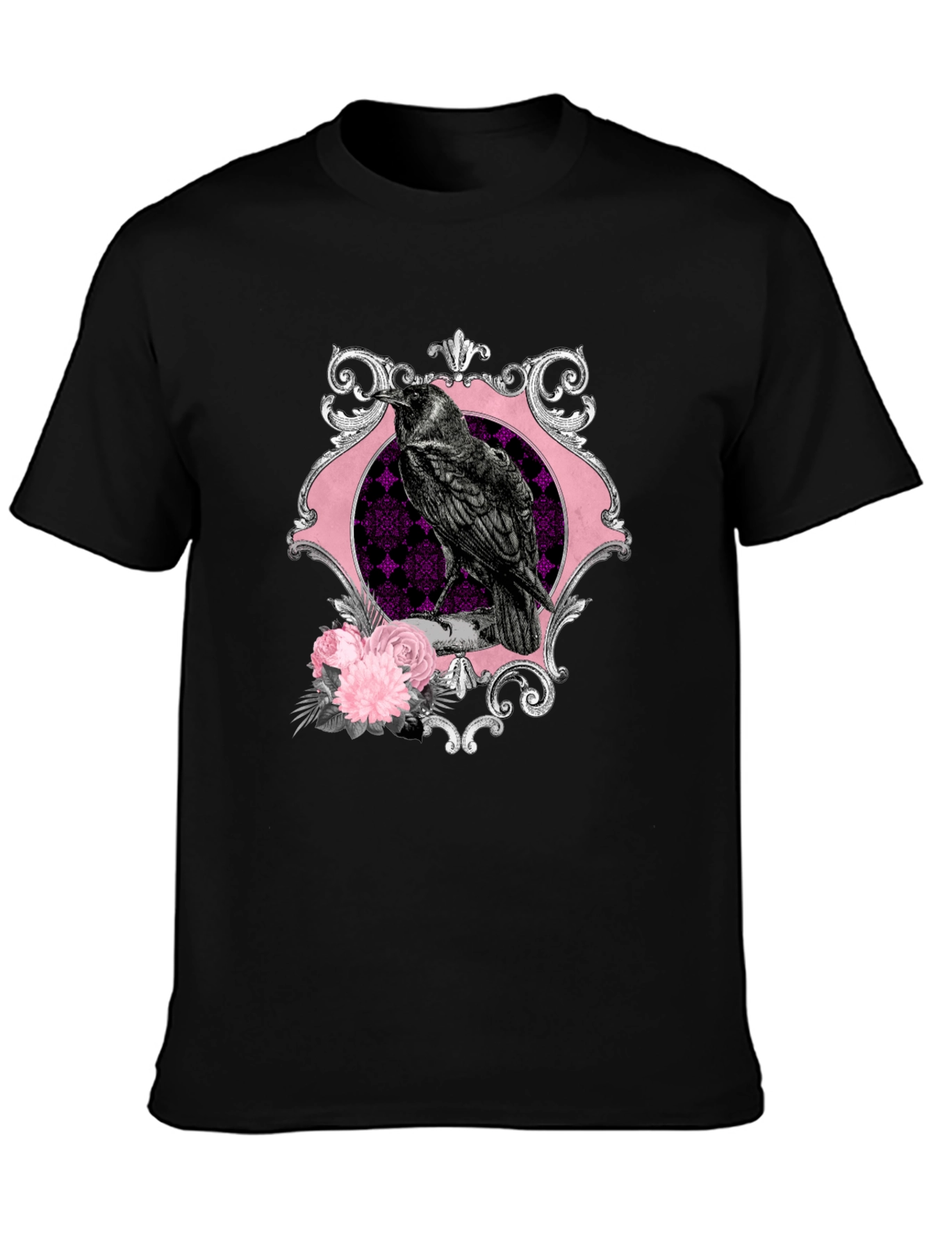 Raven & Roses Graphic Tee - Gothic Style
