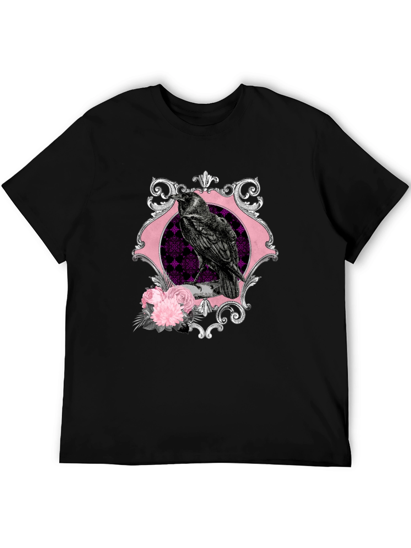 Raven & Roses Graphic Tee - Gothic Style