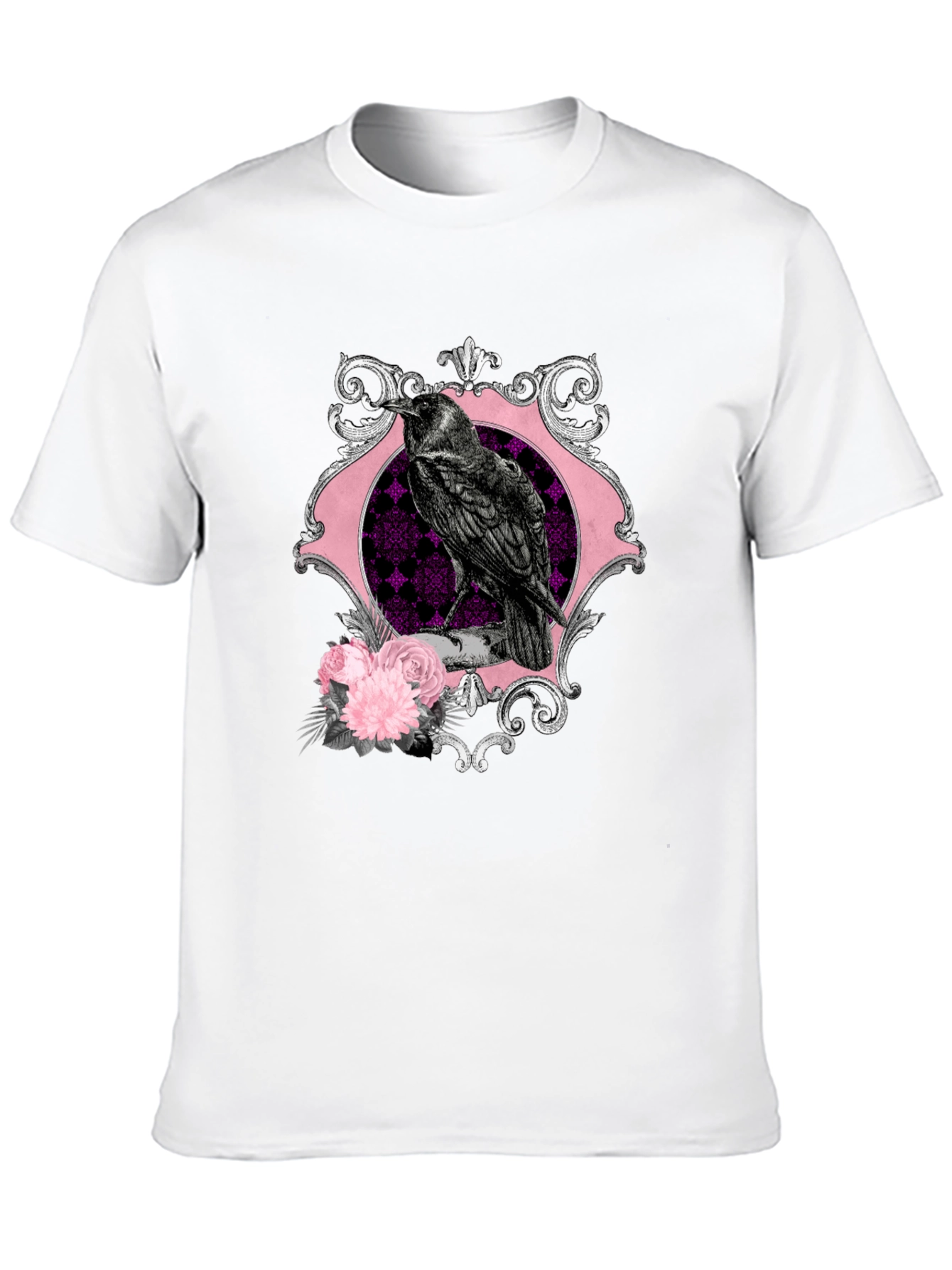 Raven & Roses Graphic Tee - Gothic Style