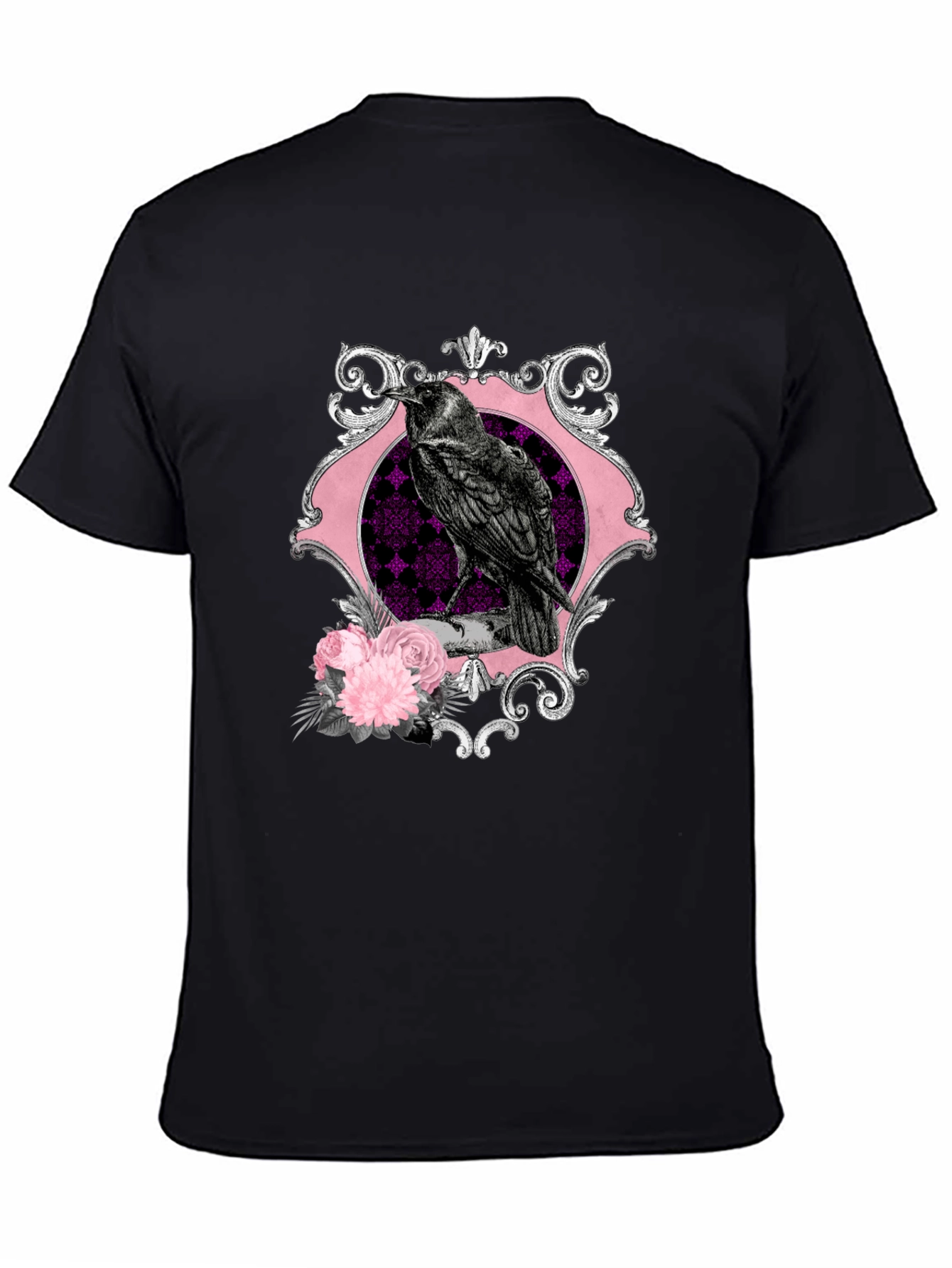Raven & Roses Graphic Tee - Gothic Style