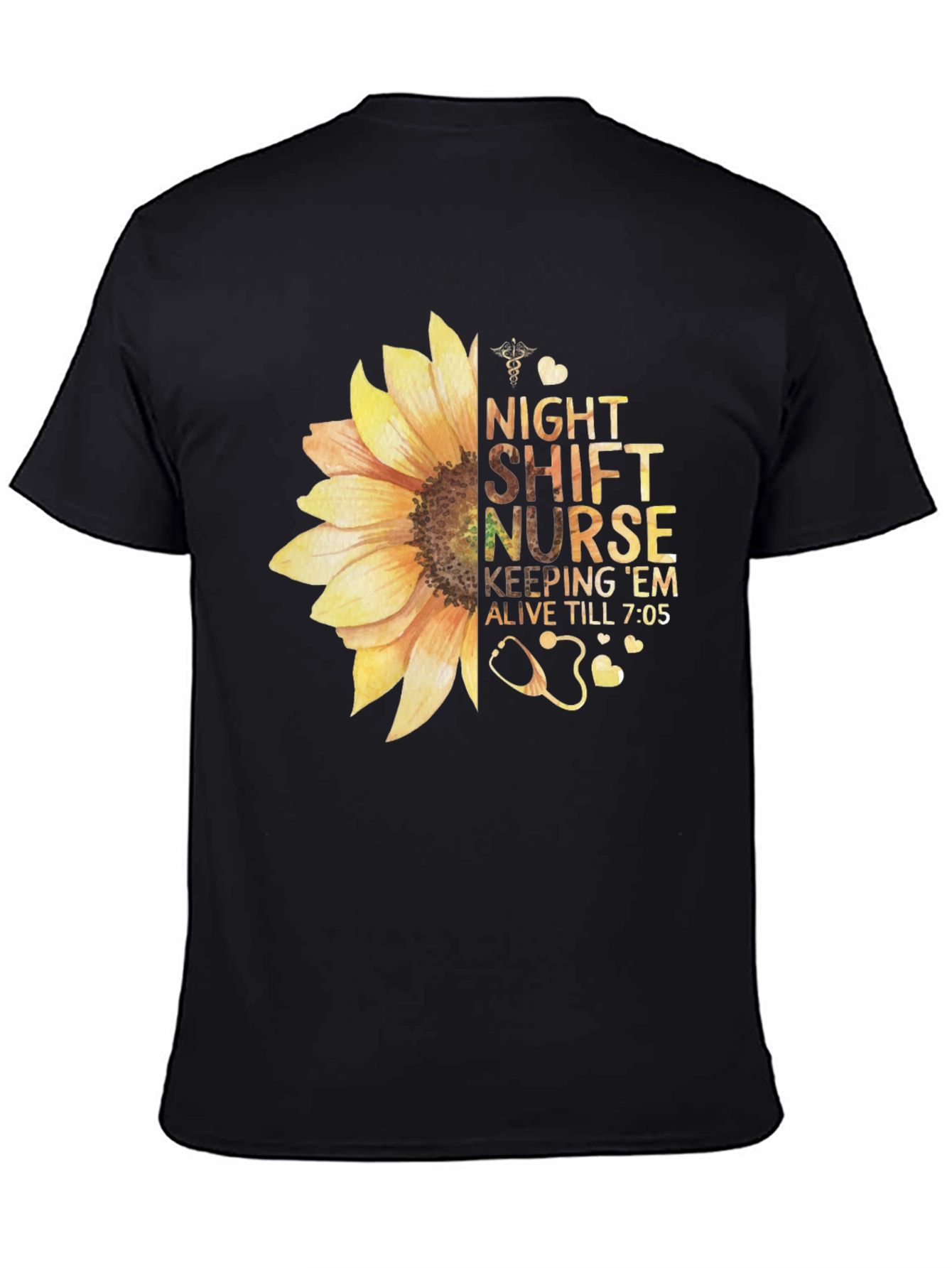 Night Shift Nurse Sunflower Graphic T-Shirt