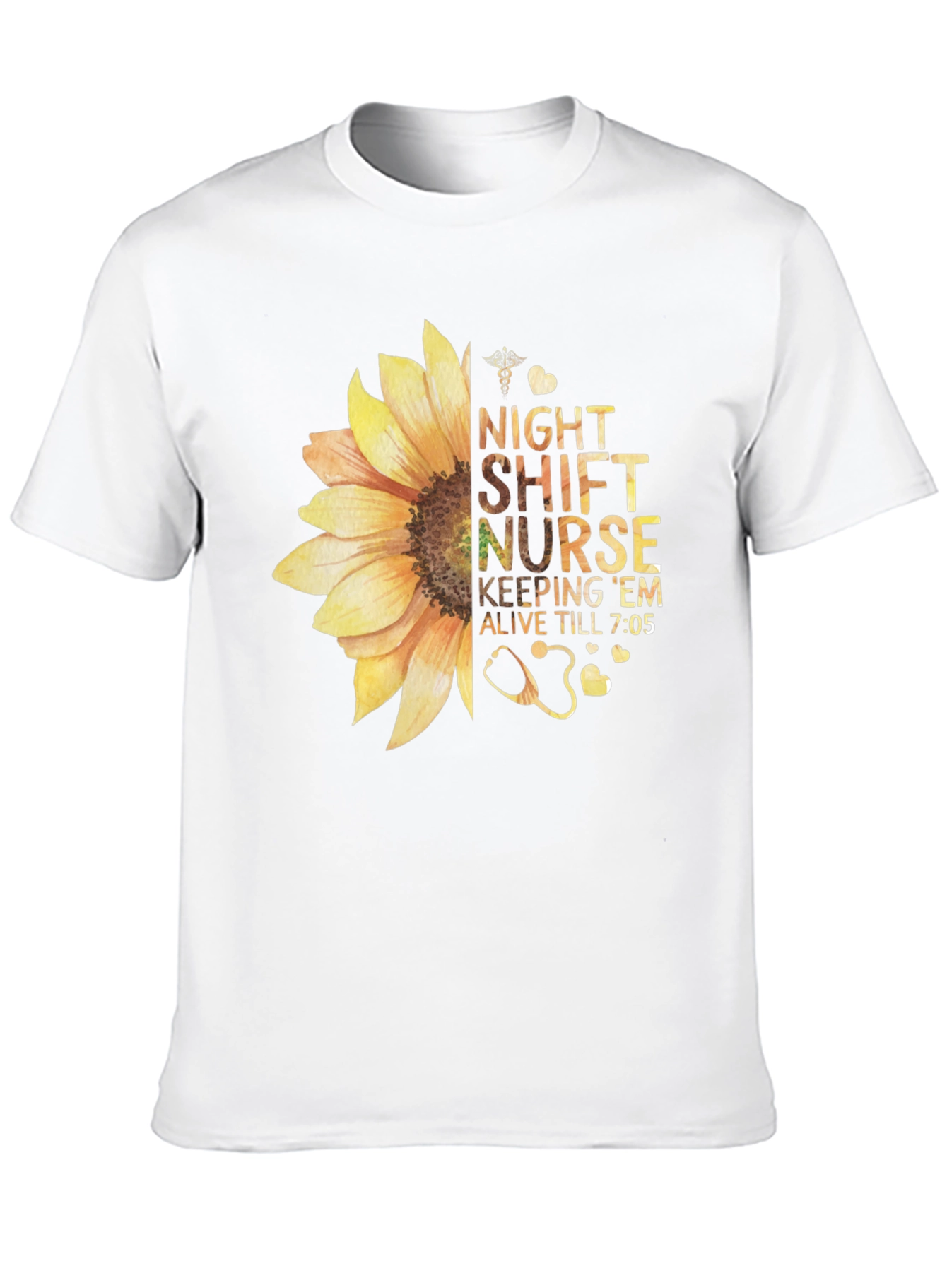 Night Shift Nurse Sunflower Graphic T-Shirt