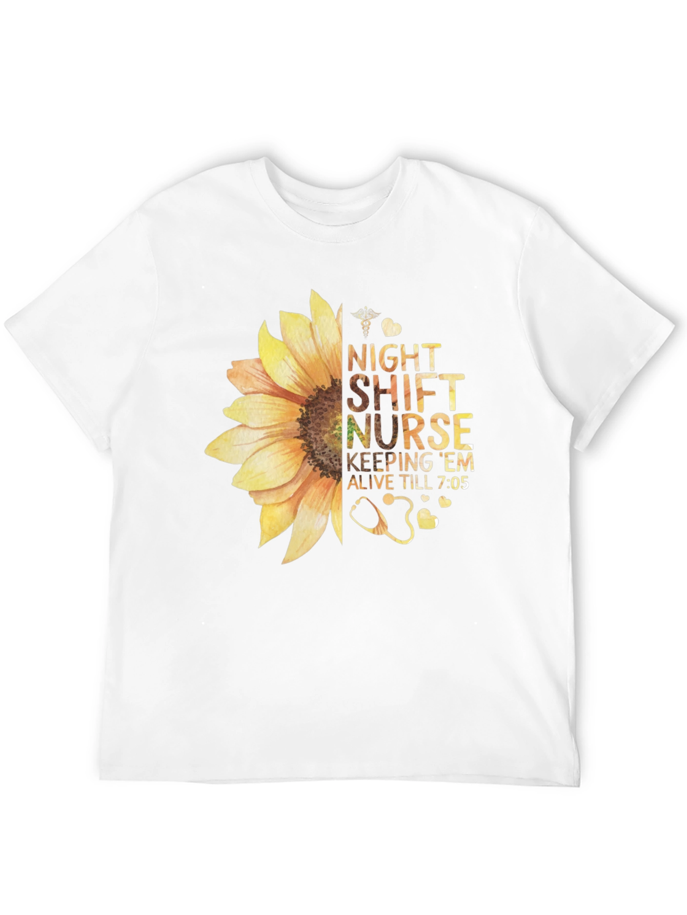 Night Shift Nurse Sunflower Graphic T-Shirt