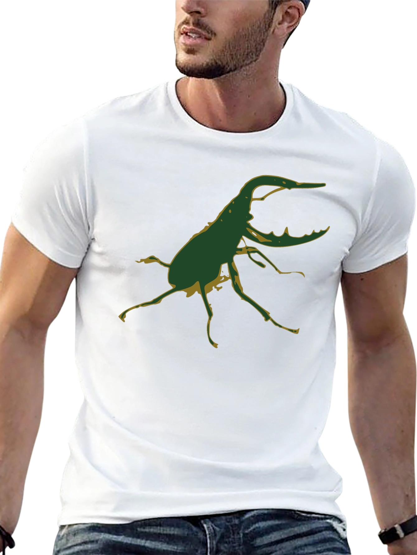 Black T-Shirt with Green Beetle Graphic