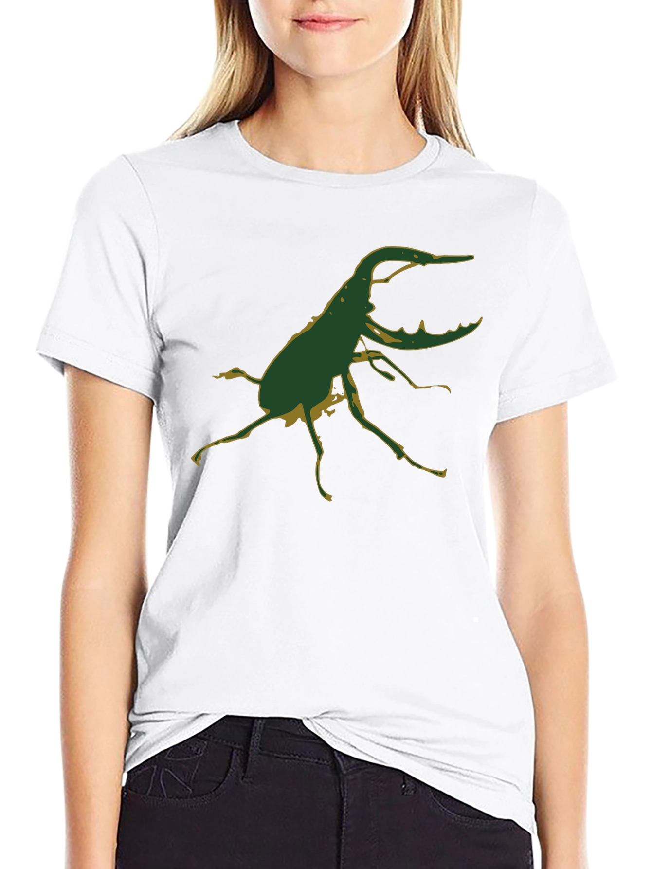 Black T-Shirt with Green Beetle Graphic
