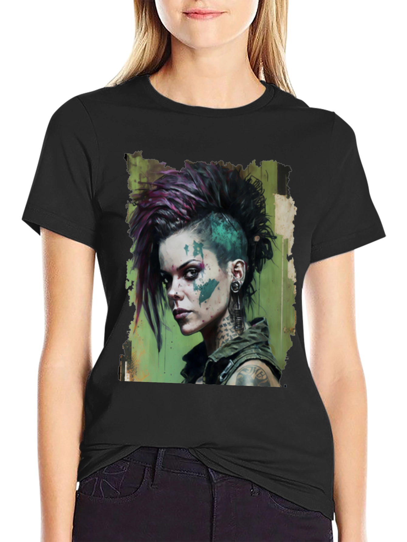Edgy Punk Rock Girl Graphic Tee