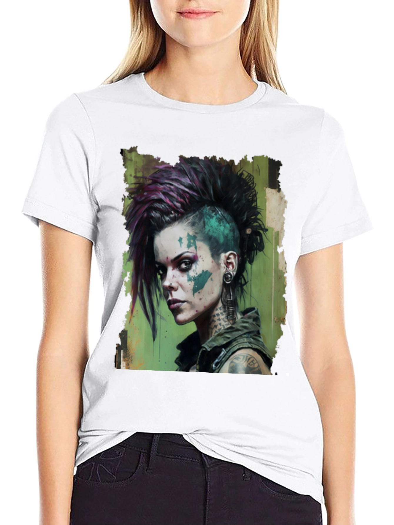 Edgy Punk Rock Girl Graphic Tee