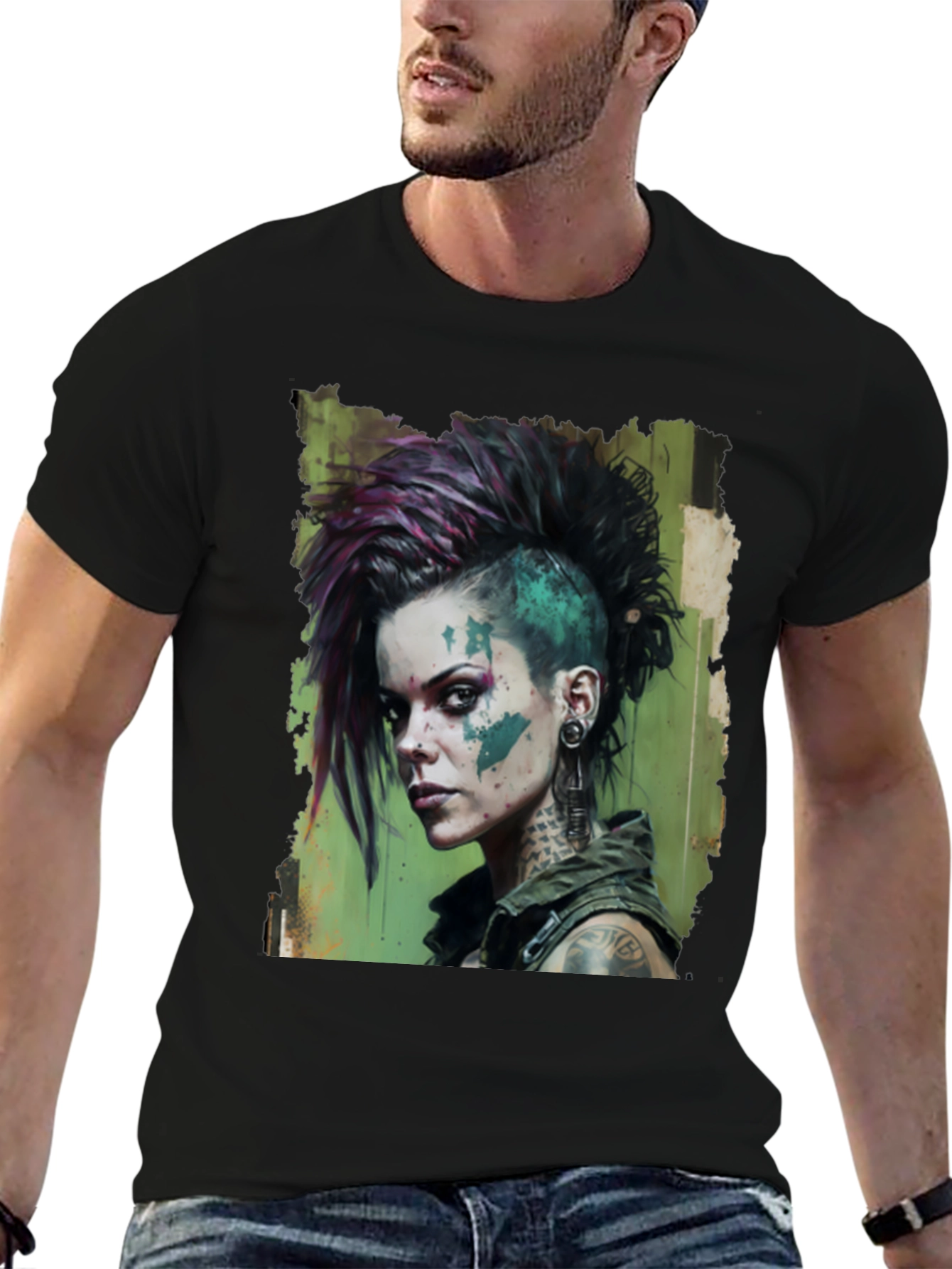 Edgy Punk Rock Girl Graphic Tee