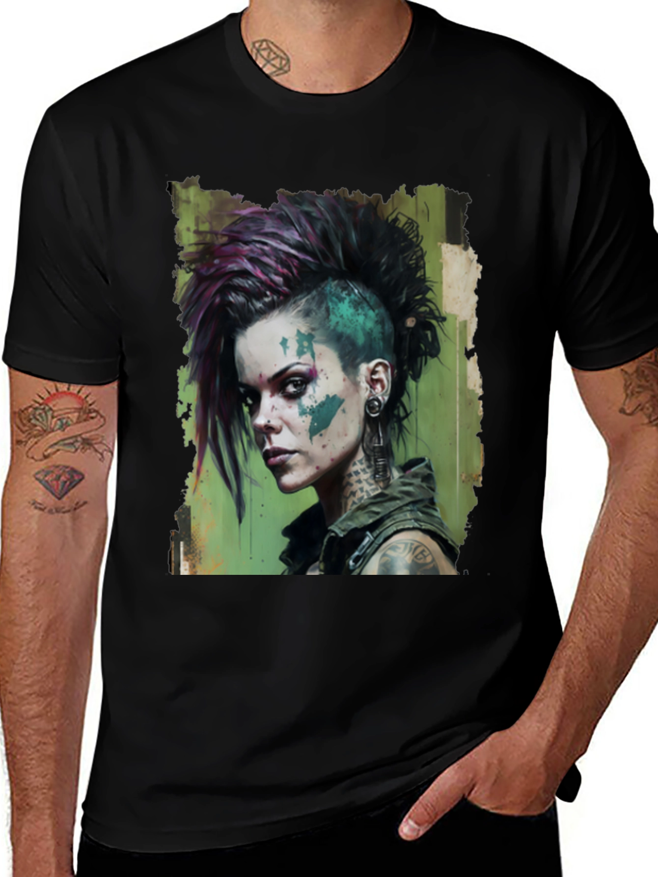 Edgy Punk Rock Girl Graphic Tee