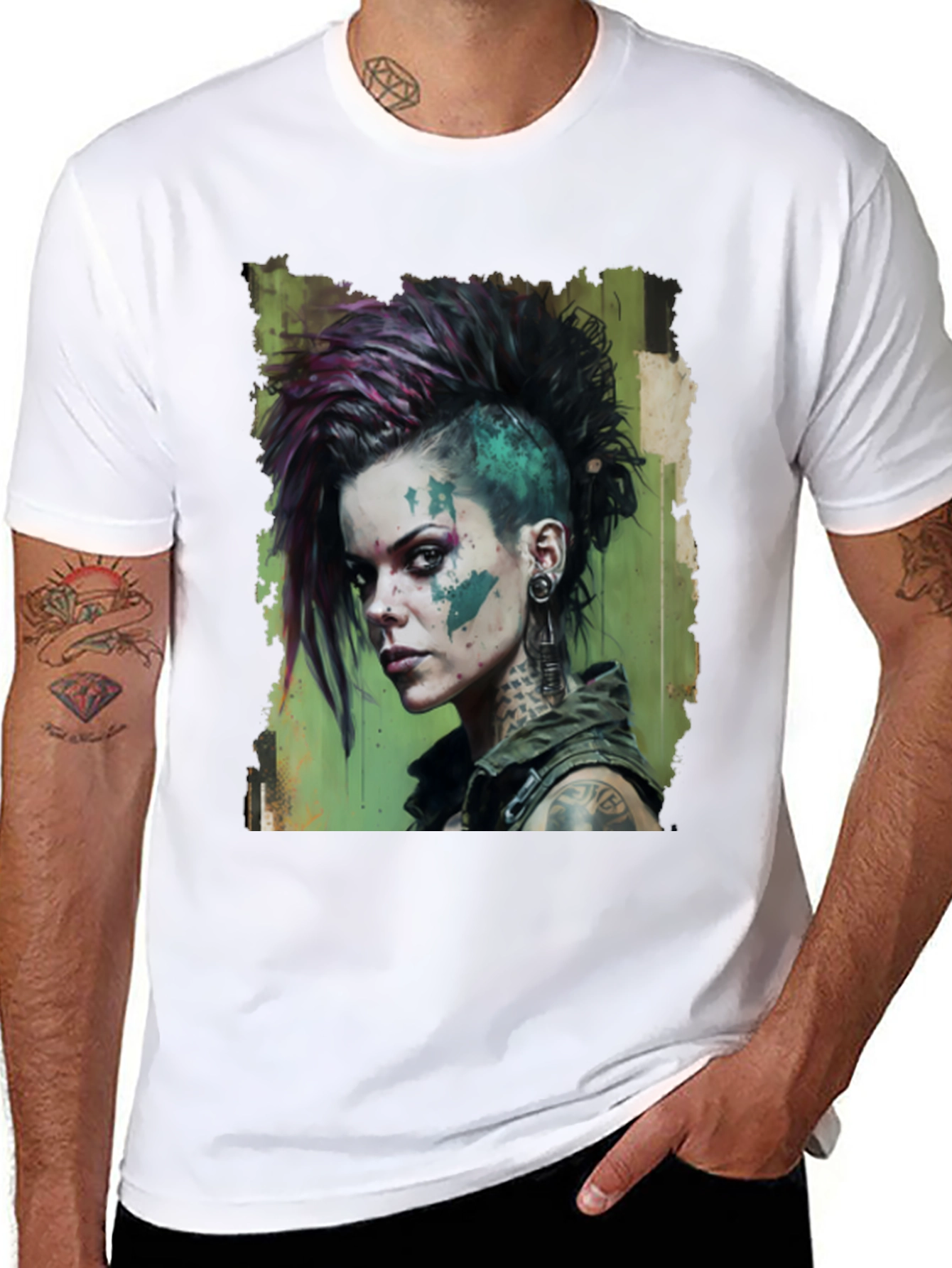 Edgy Punk Rock Girl Graphic Tee