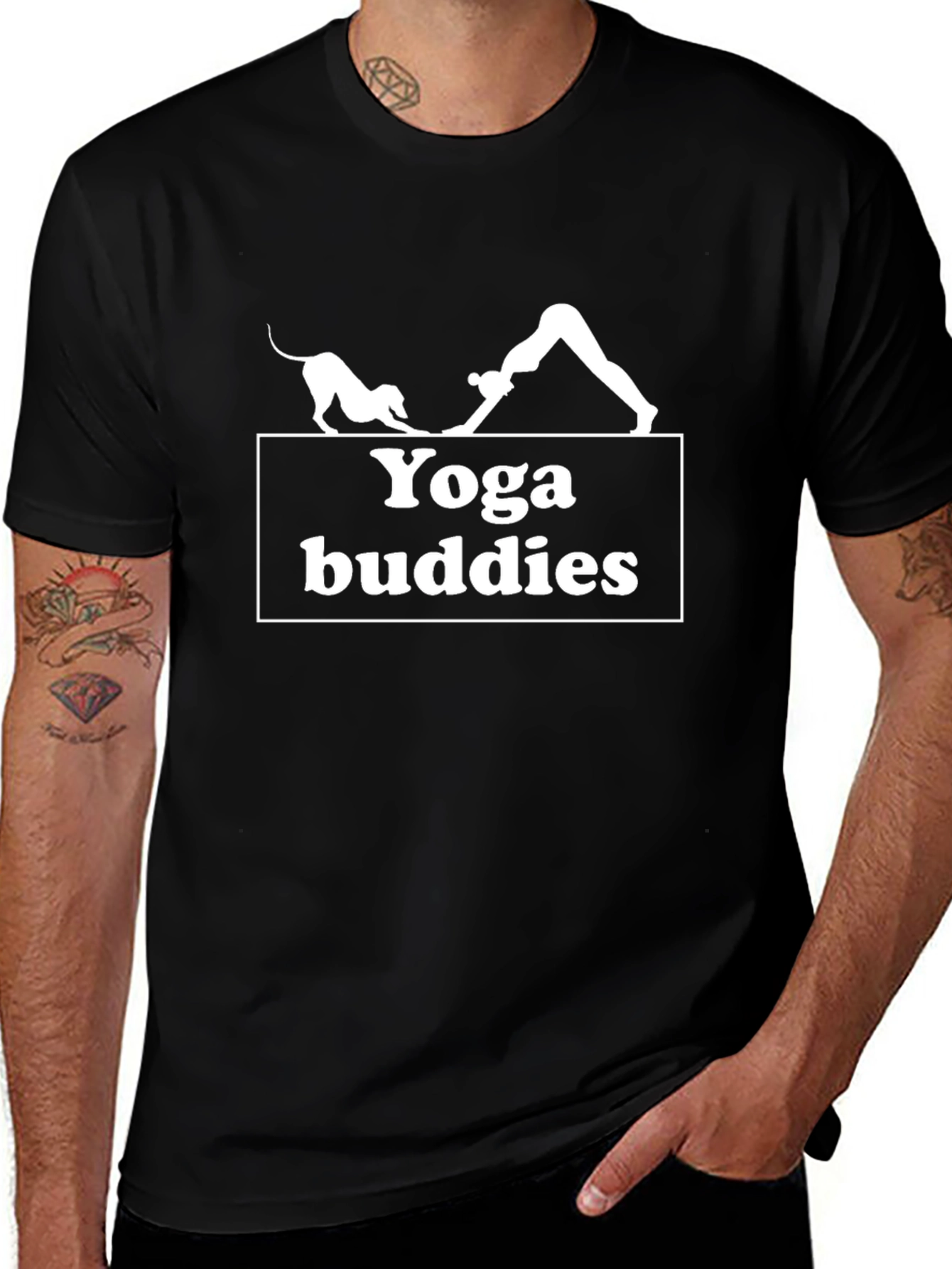 Yoga Buddies Black Graphic Tee