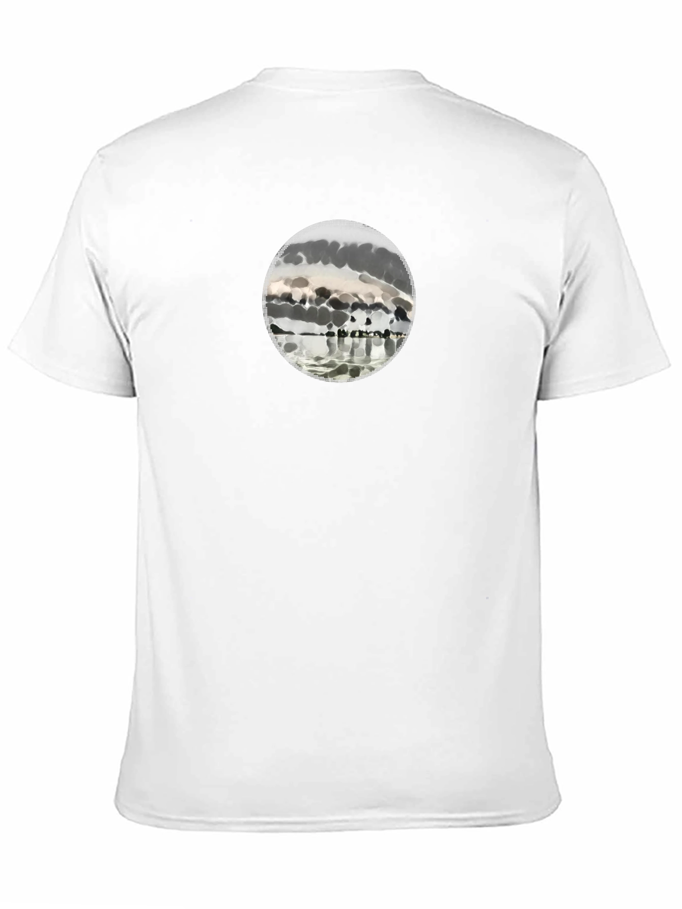 Mens Black Graphic Tee - Abstract Lake Scene